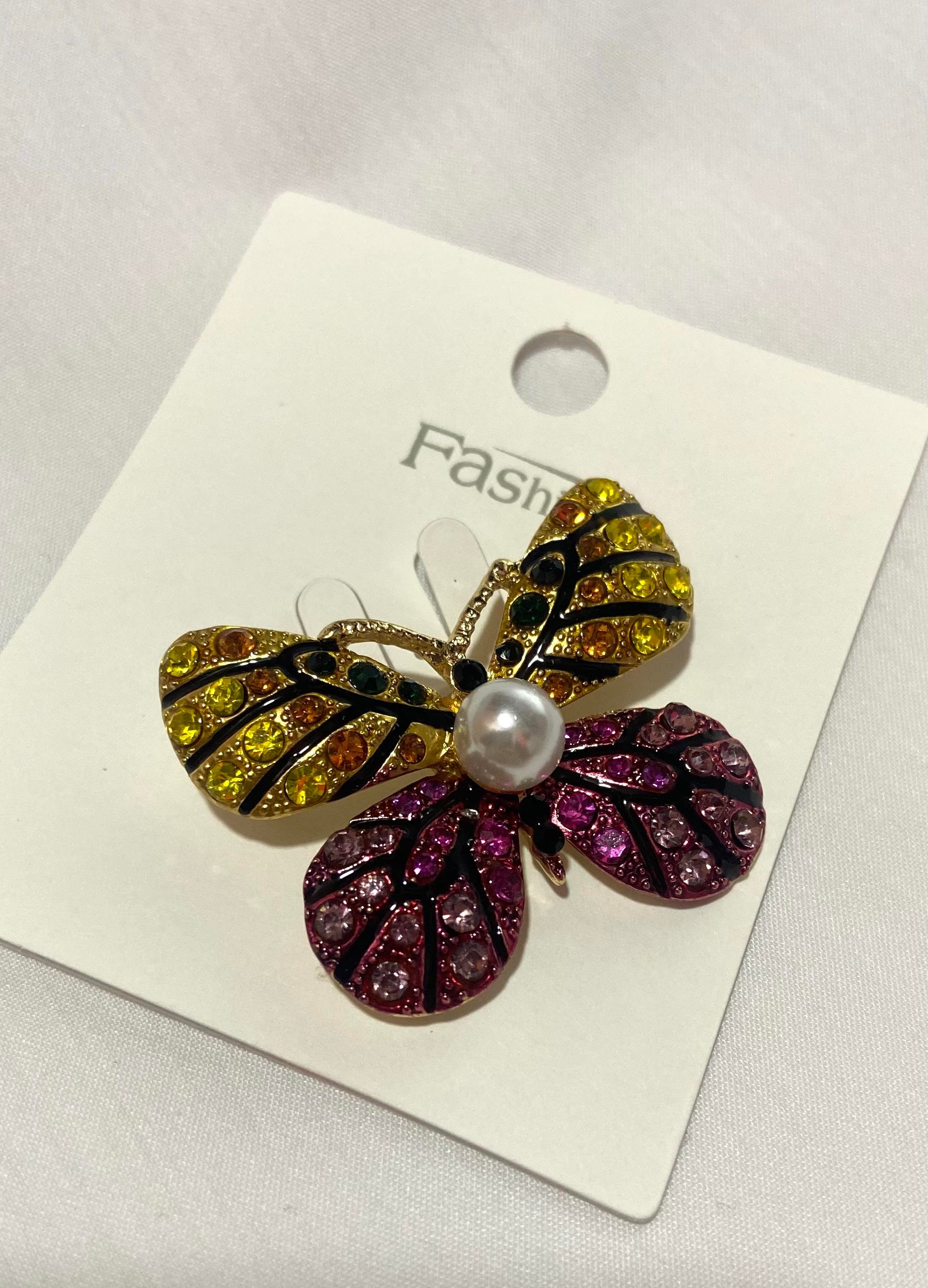 Kelebek İncili Broş