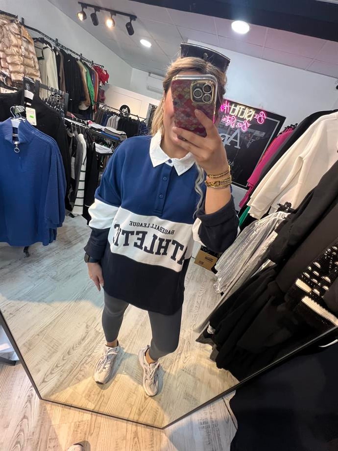 Lacivert Gömlek Yaka Sweat