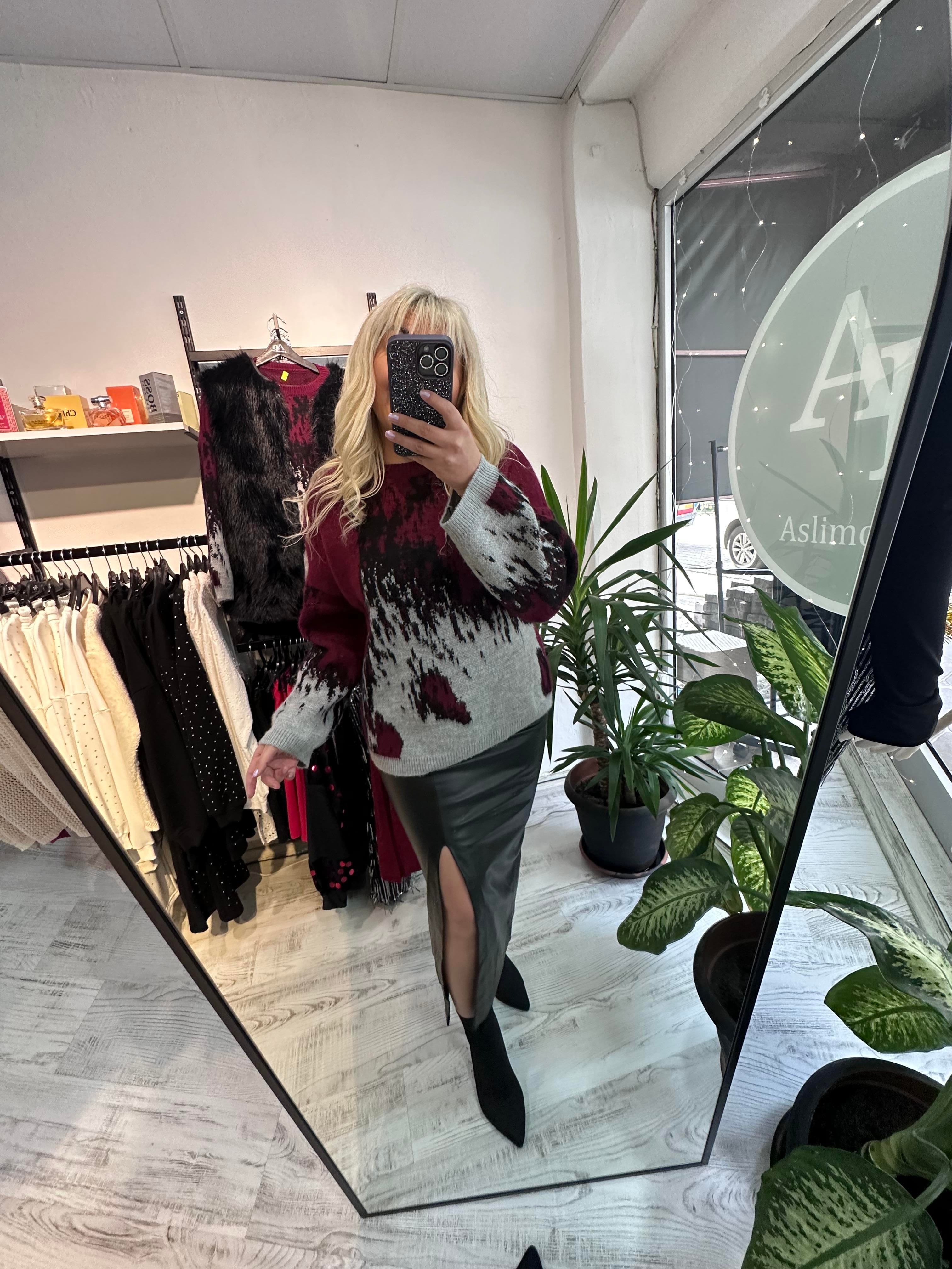 Lüx Kalite Marka Model Bordo Detaylı Premium Kazak