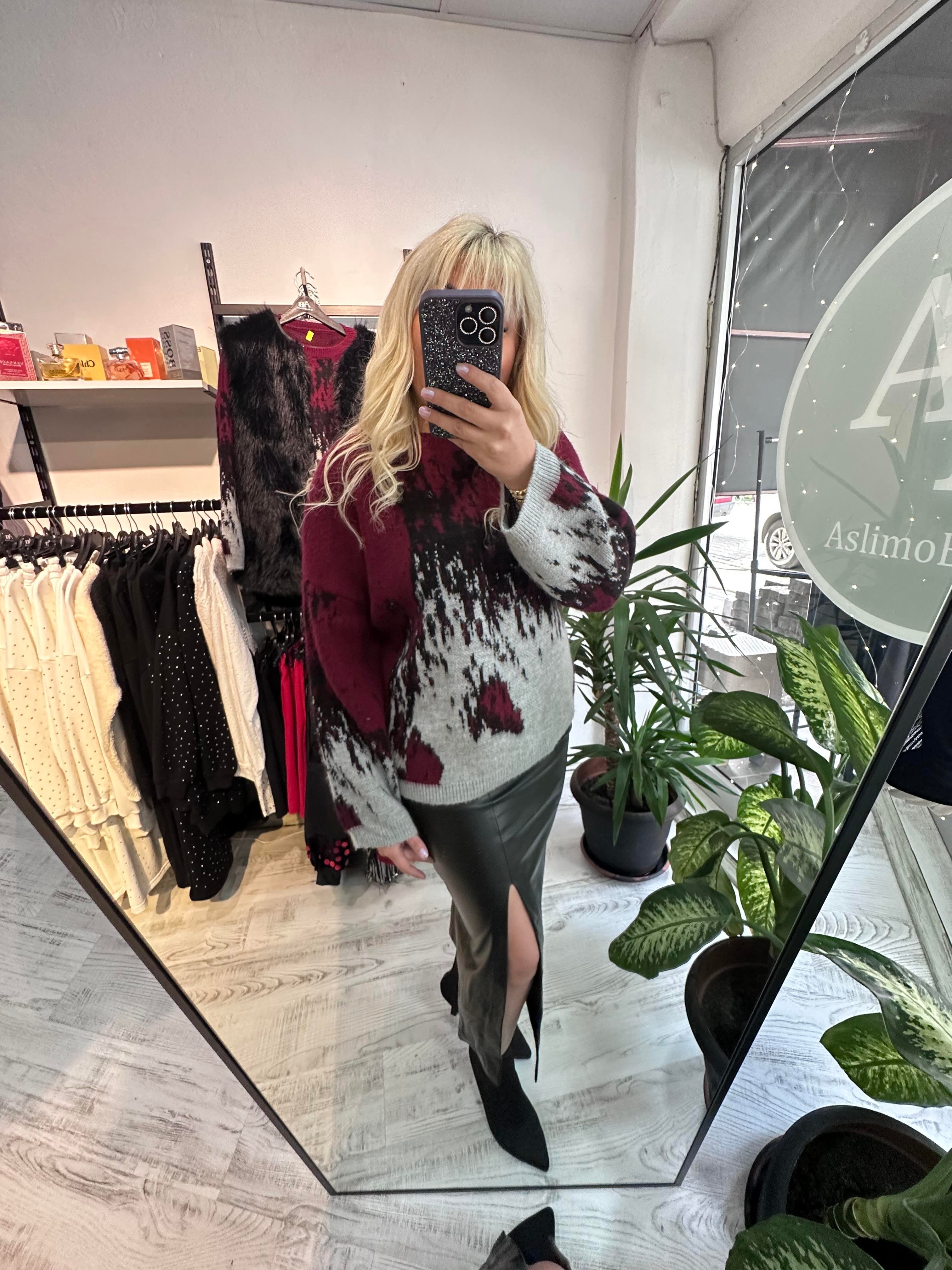 Lüx Kalite Marka Model Bordo Detaylı Premium Kazak