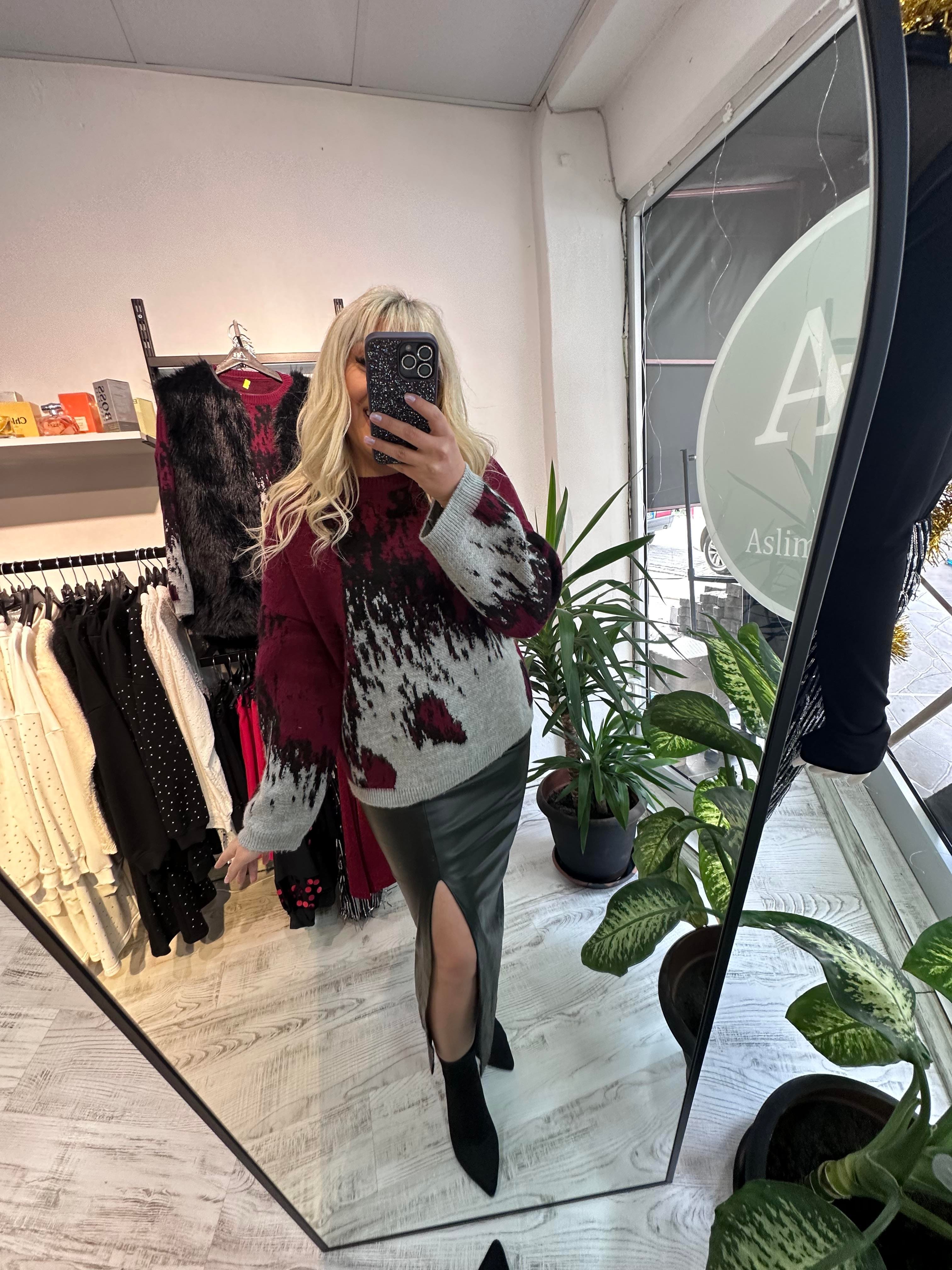 Lüx Kalite Marka Model Bordo Detaylı Premium Kazak