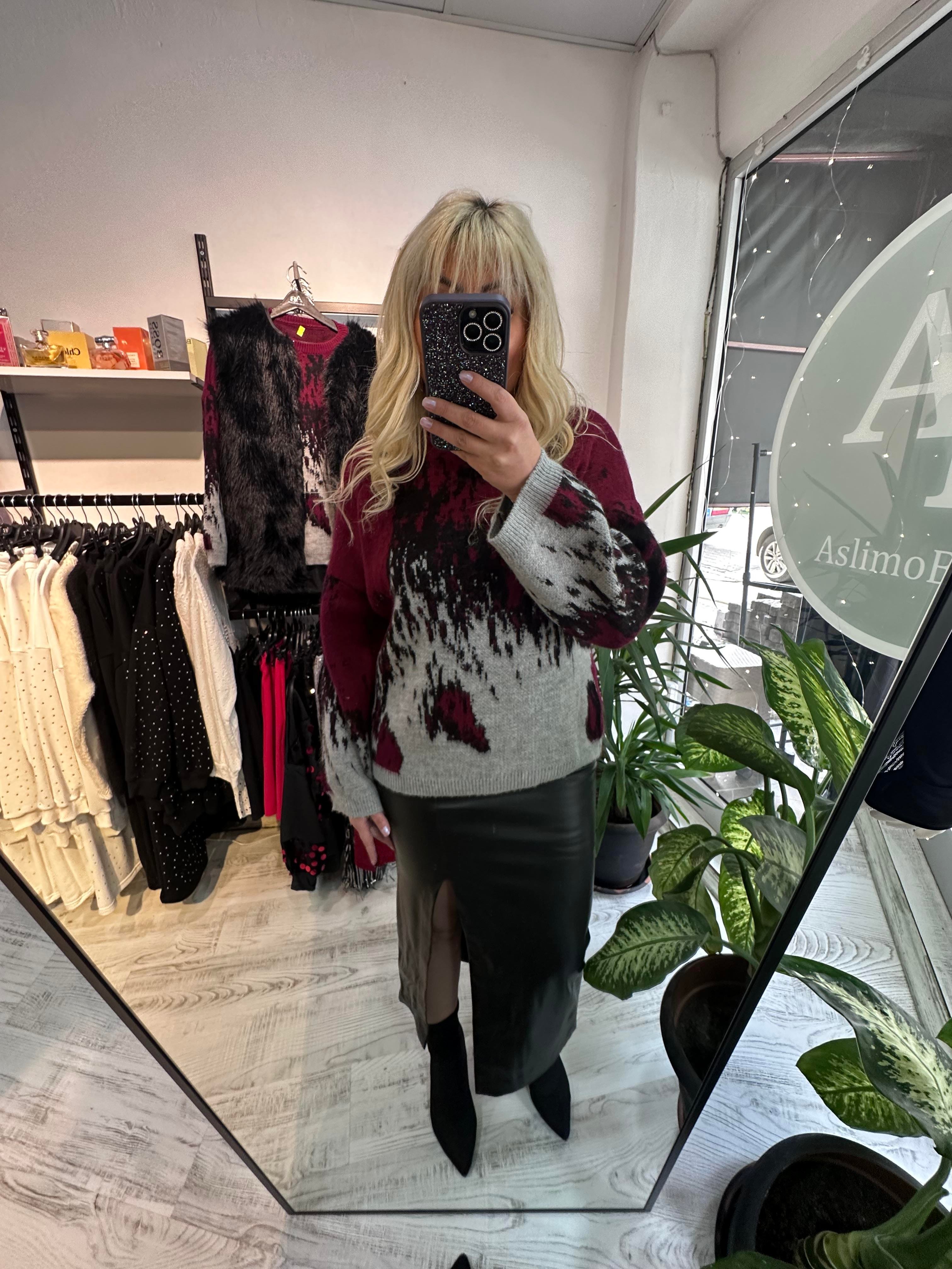 Lüx Kalite Marka Model Bordo Detaylı Premium Kazak