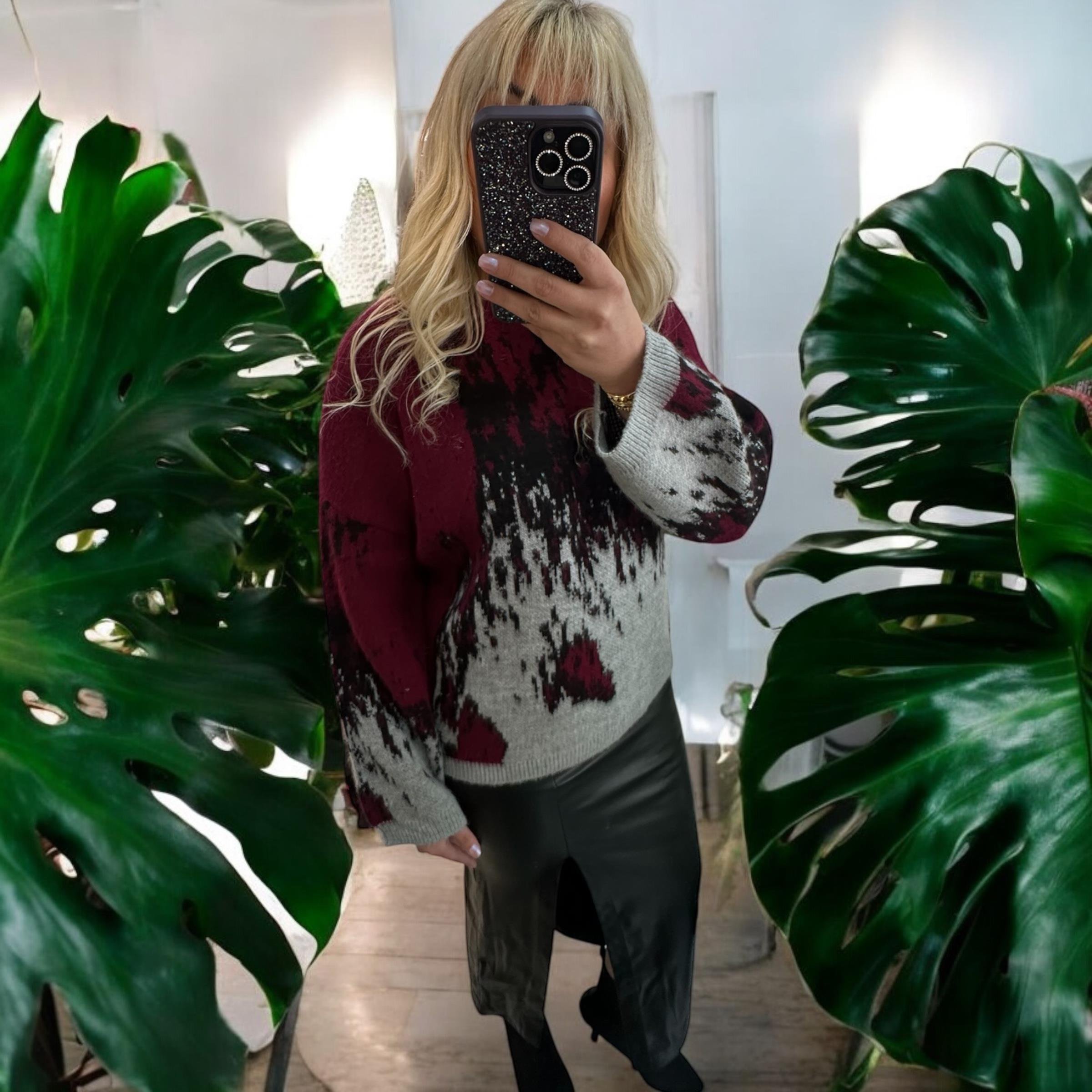 Lüx Kalite Marka Model Bordo Detaylı Premium Kazak