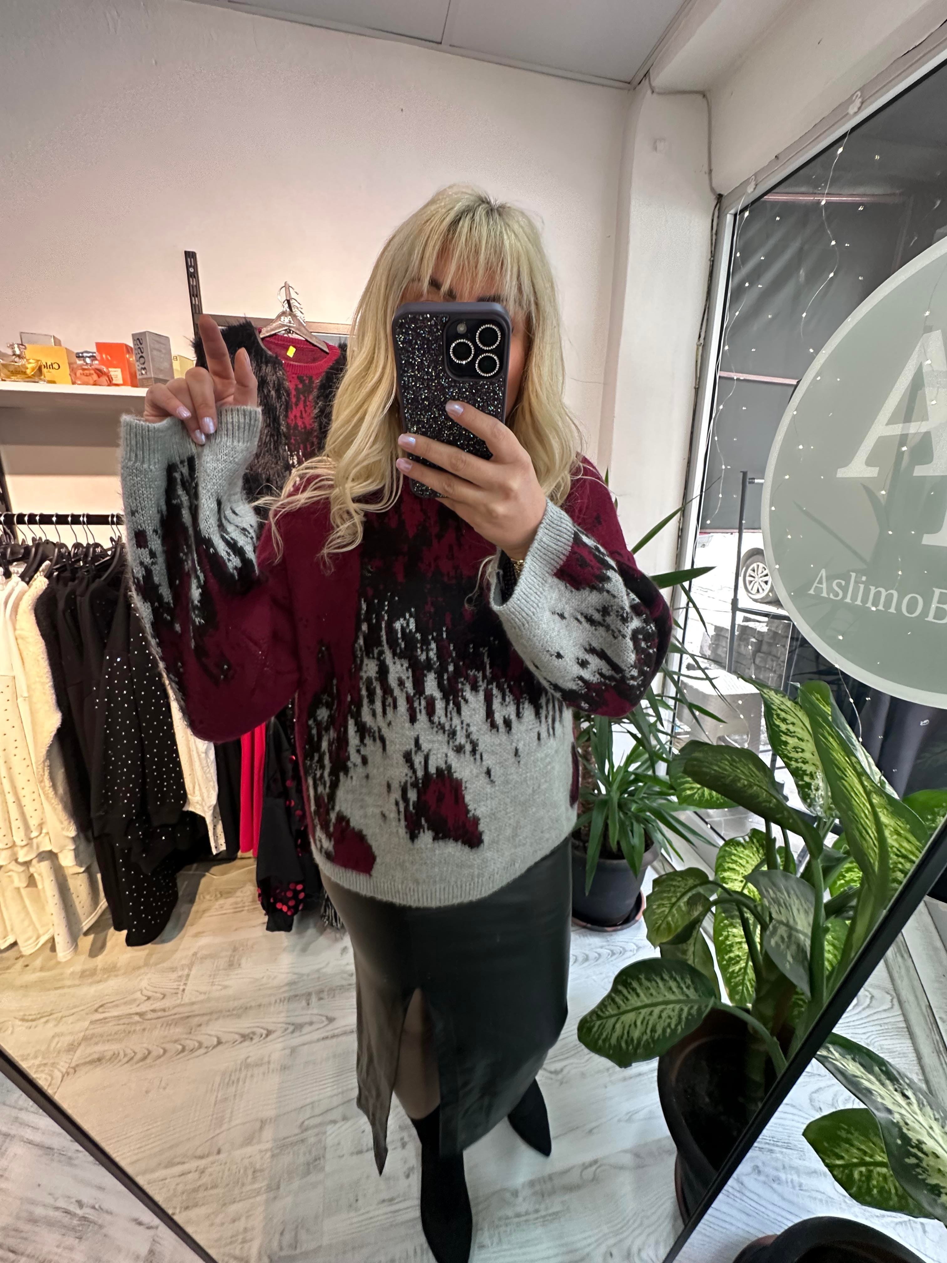 Lüx Kalite Marka Model Bordo Detaylı Premium Kazak