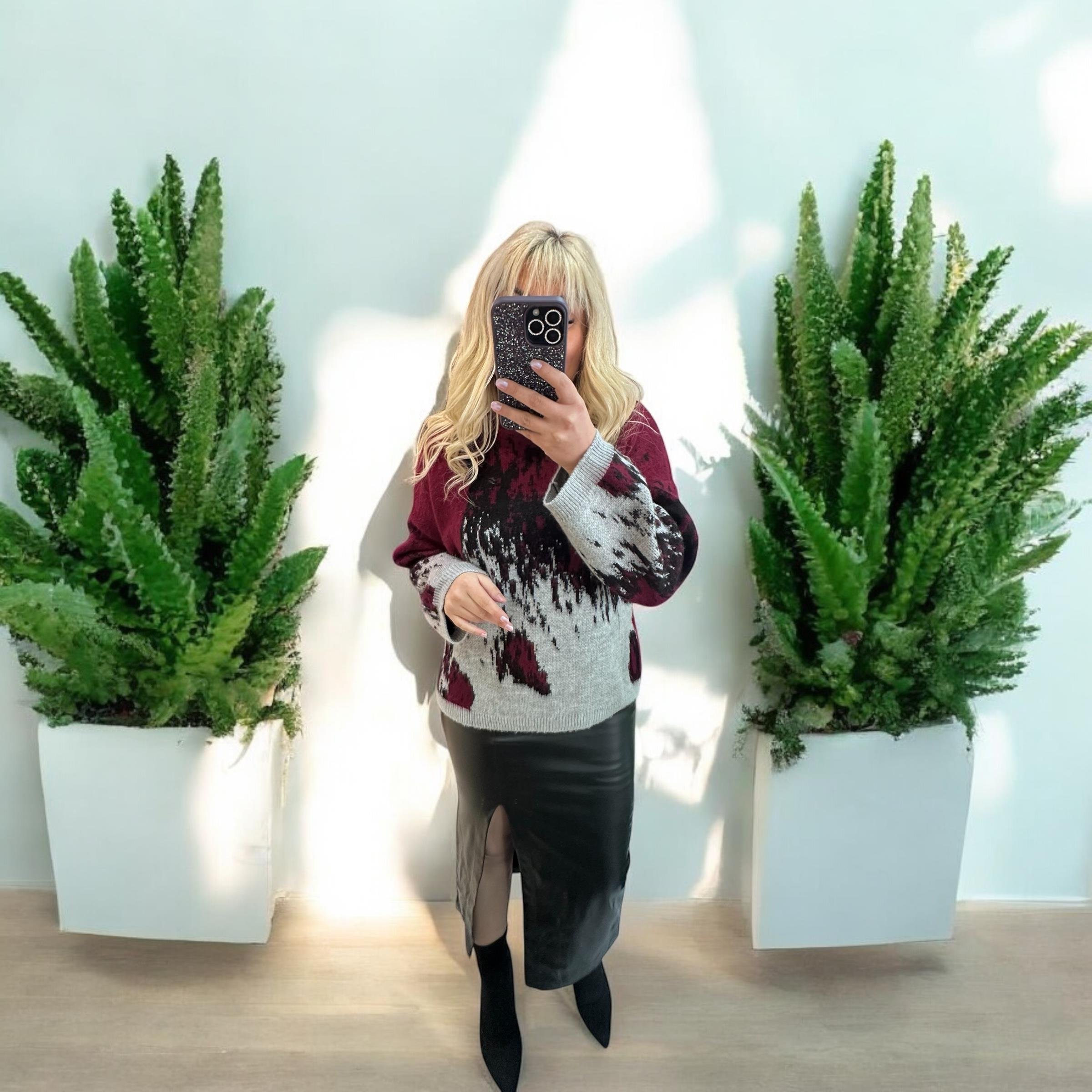 Lüx Kalite Marka Model Bordo Detaylı Premium Kazak