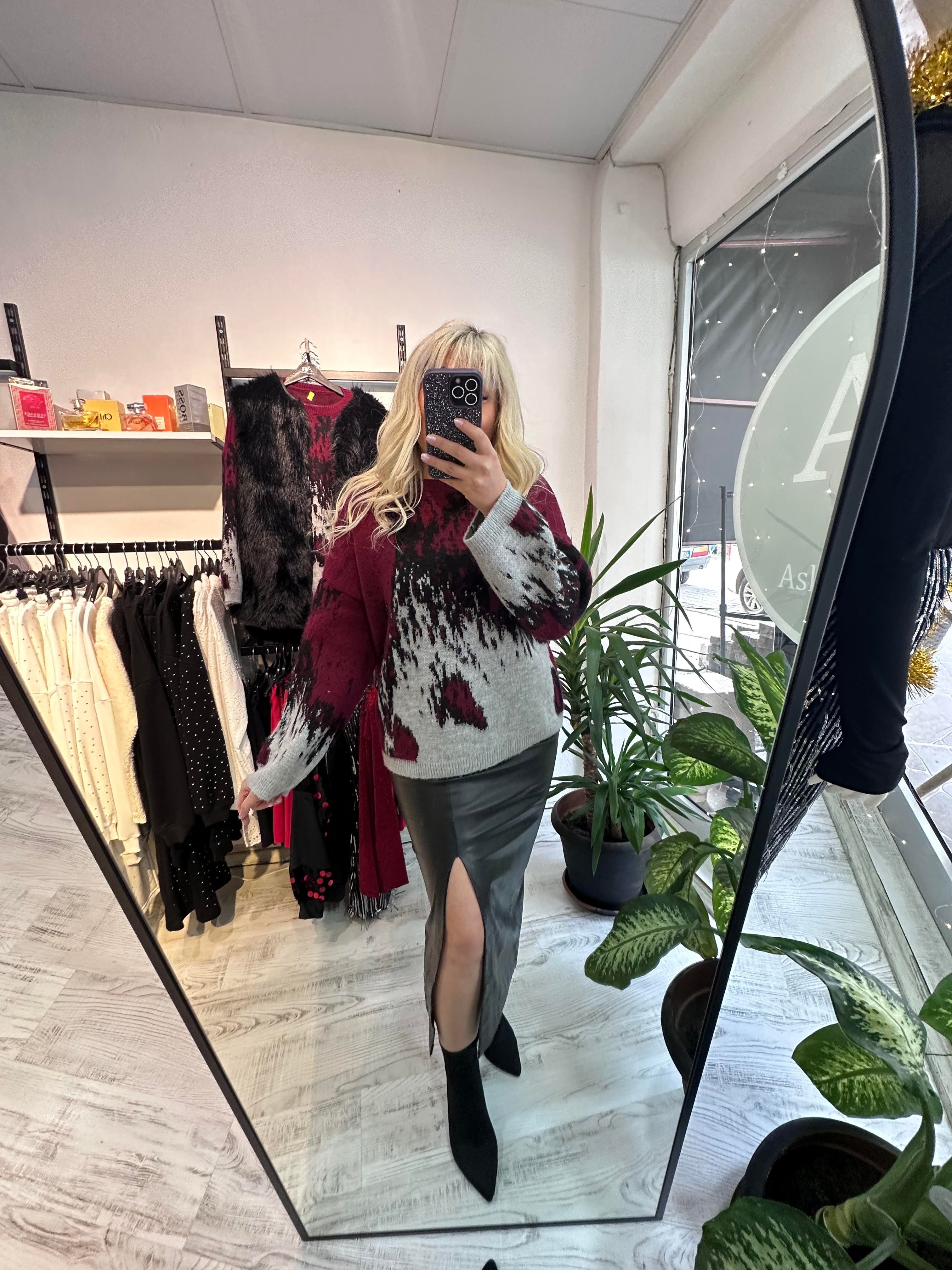 Lüx Kalite Marka Model Bordo Detaylı Premium Kazak