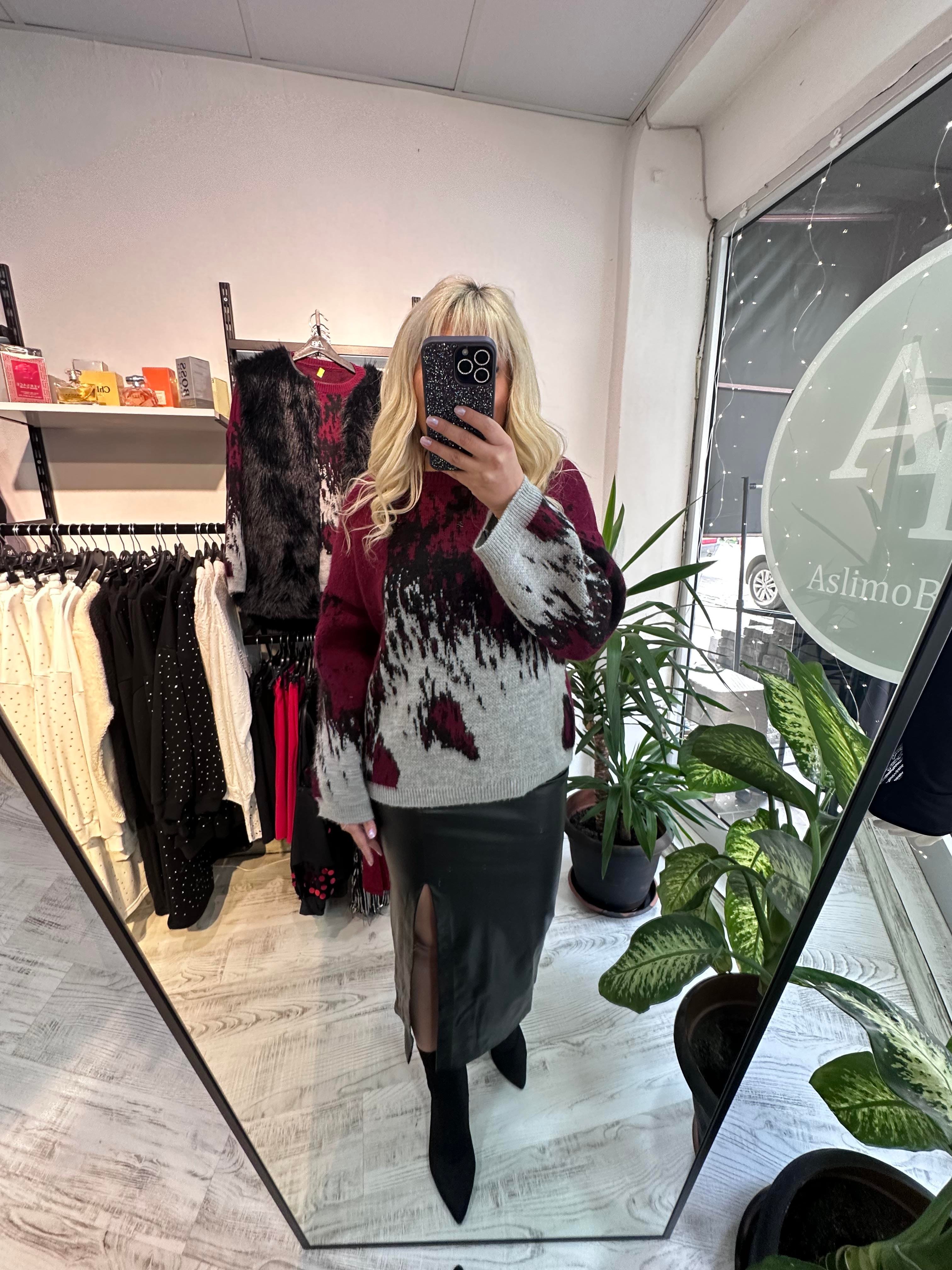 Lüx Kalite Marka Model Bordo Detaylı Premium Kazak