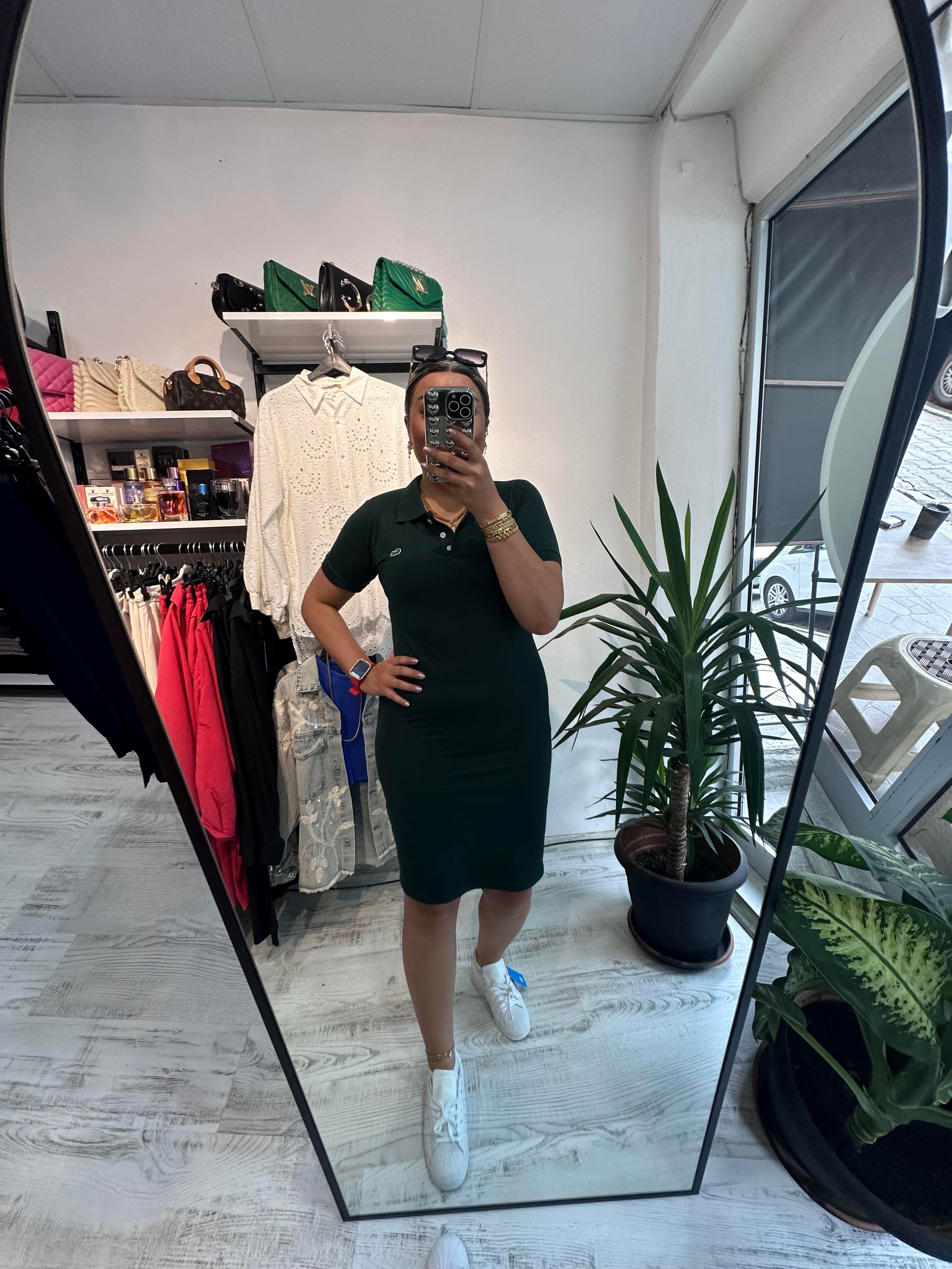 Marka Model Polo Yaka Yeşil Elbise