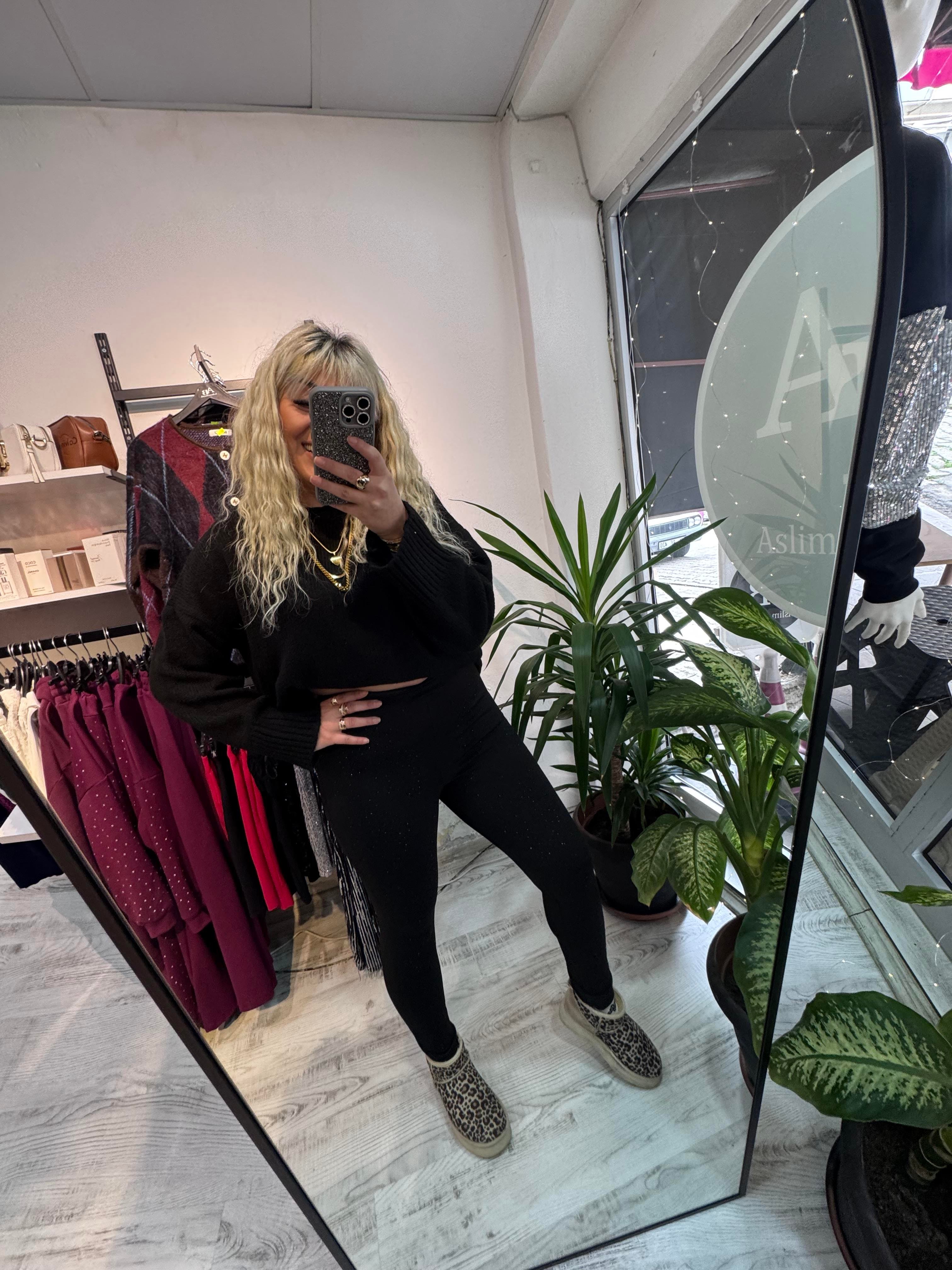 Marka Model Taşlı Çelik Tayt Pantolon