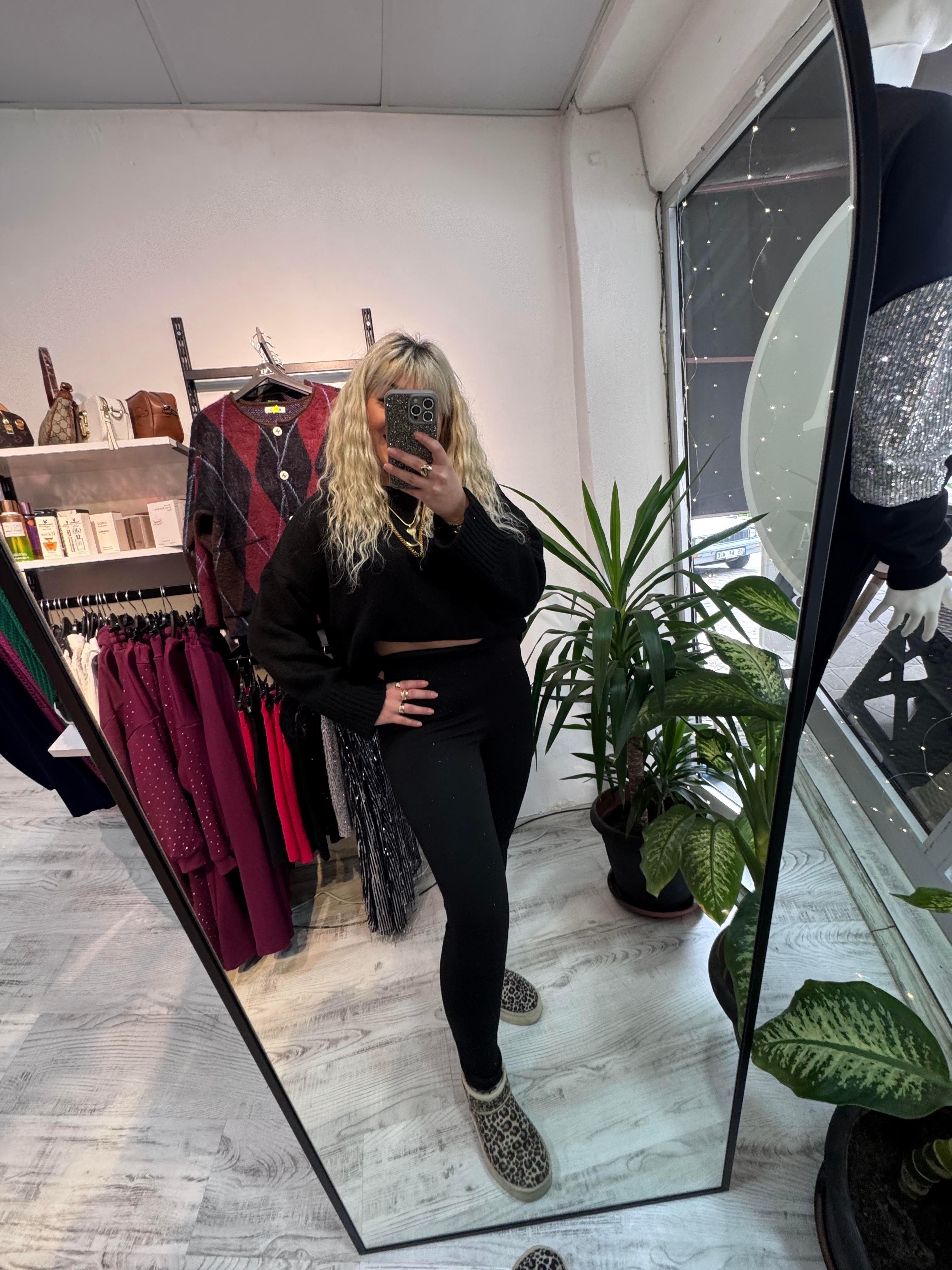 Marka Model Taşlı Çelik Tayt Pantolon