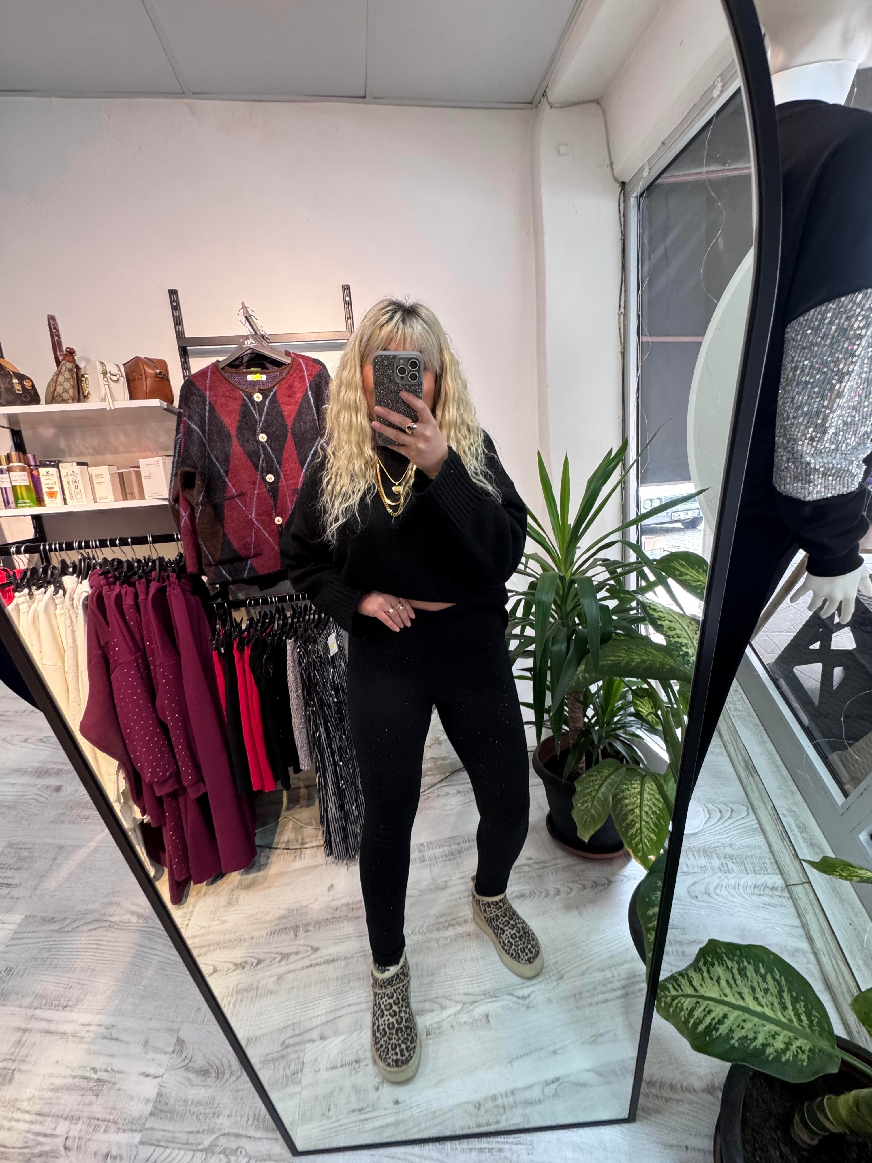 Marka Model Taşlı Çelik Tayt Pantolon