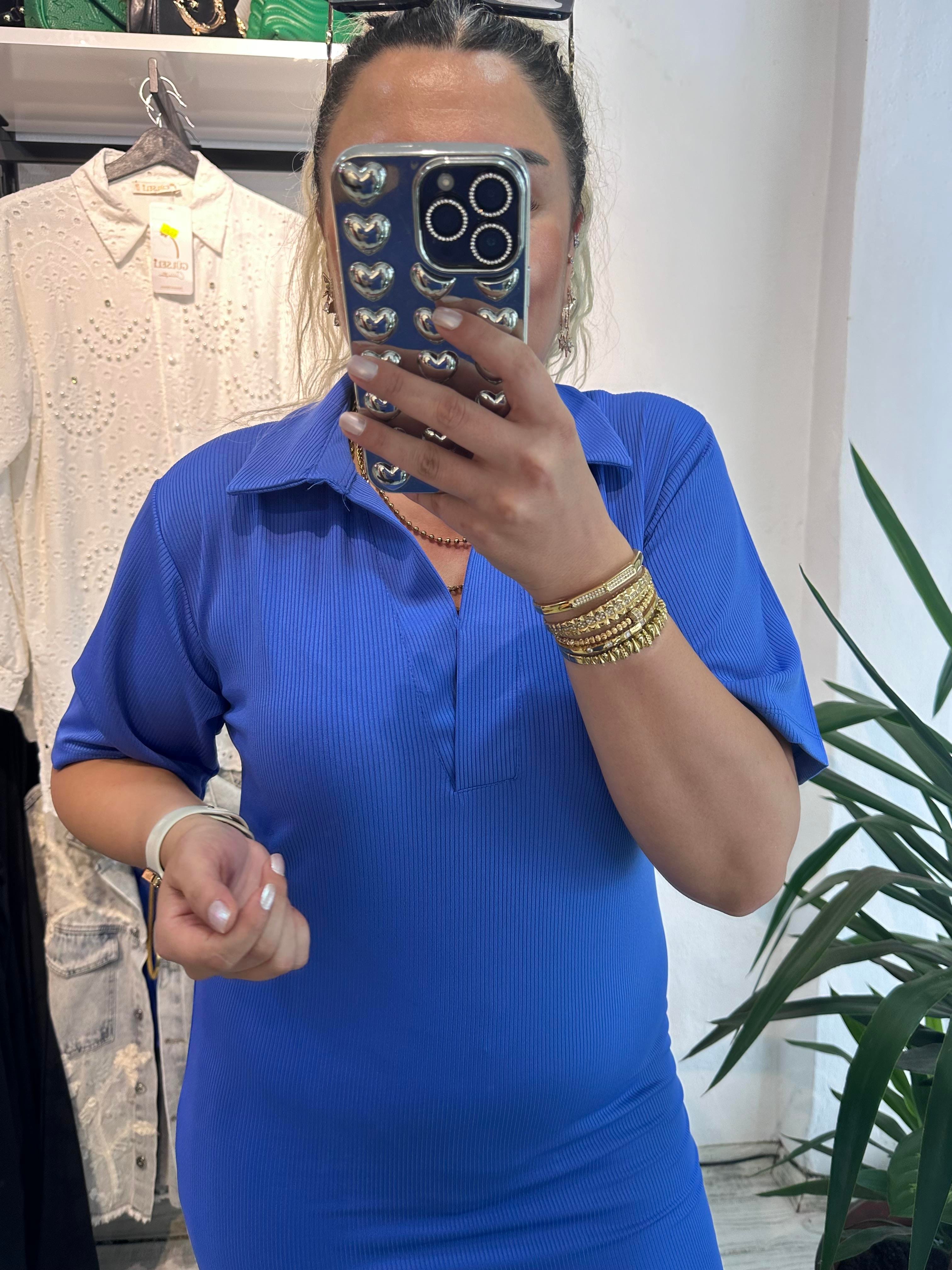 Mor Laci Polo Yaka Elbise