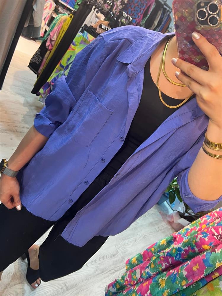 Mor laci Tensel kumaş gömlek