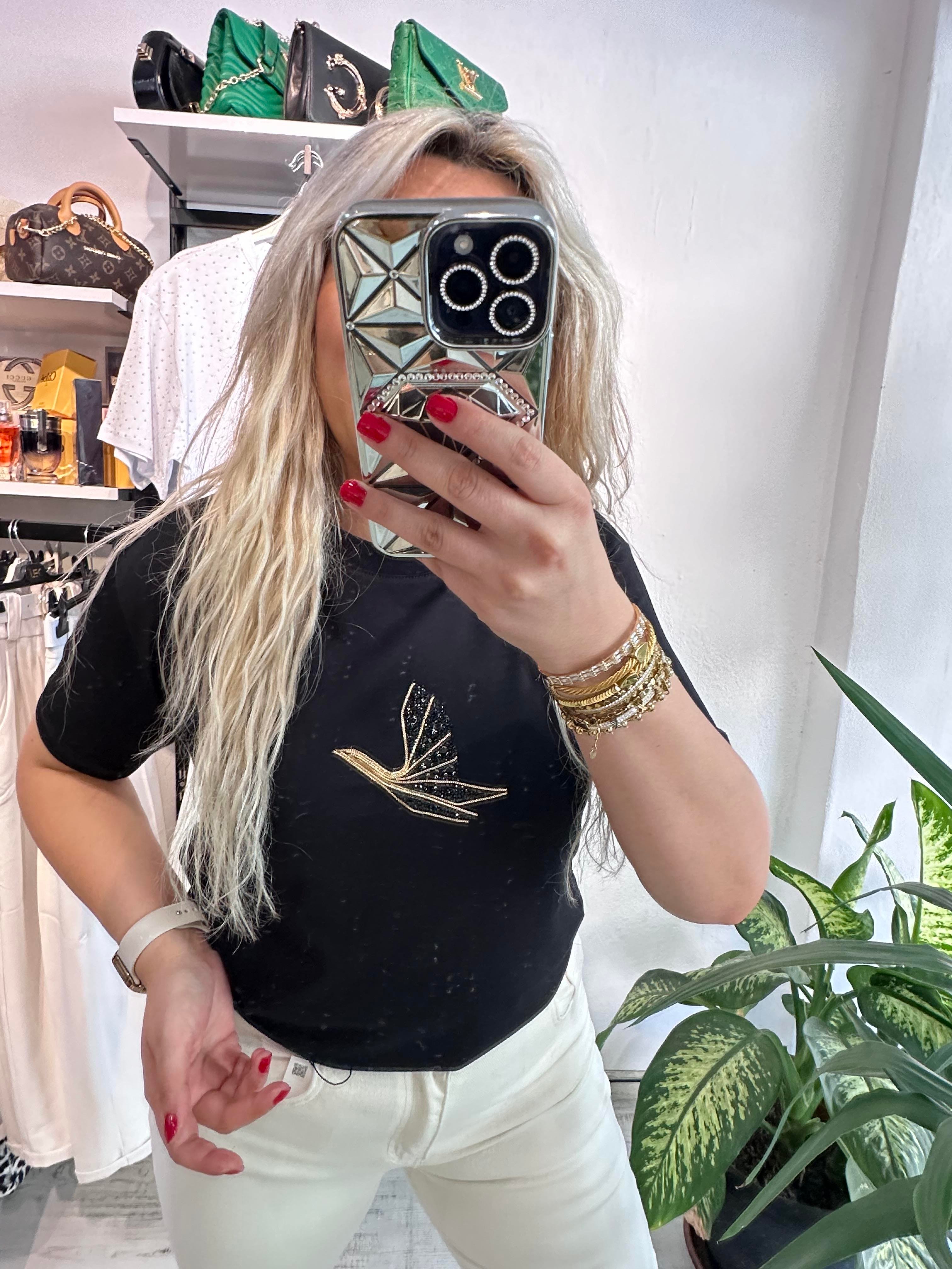 Mrk Model Taş İşlemeli Siyah Tshirt