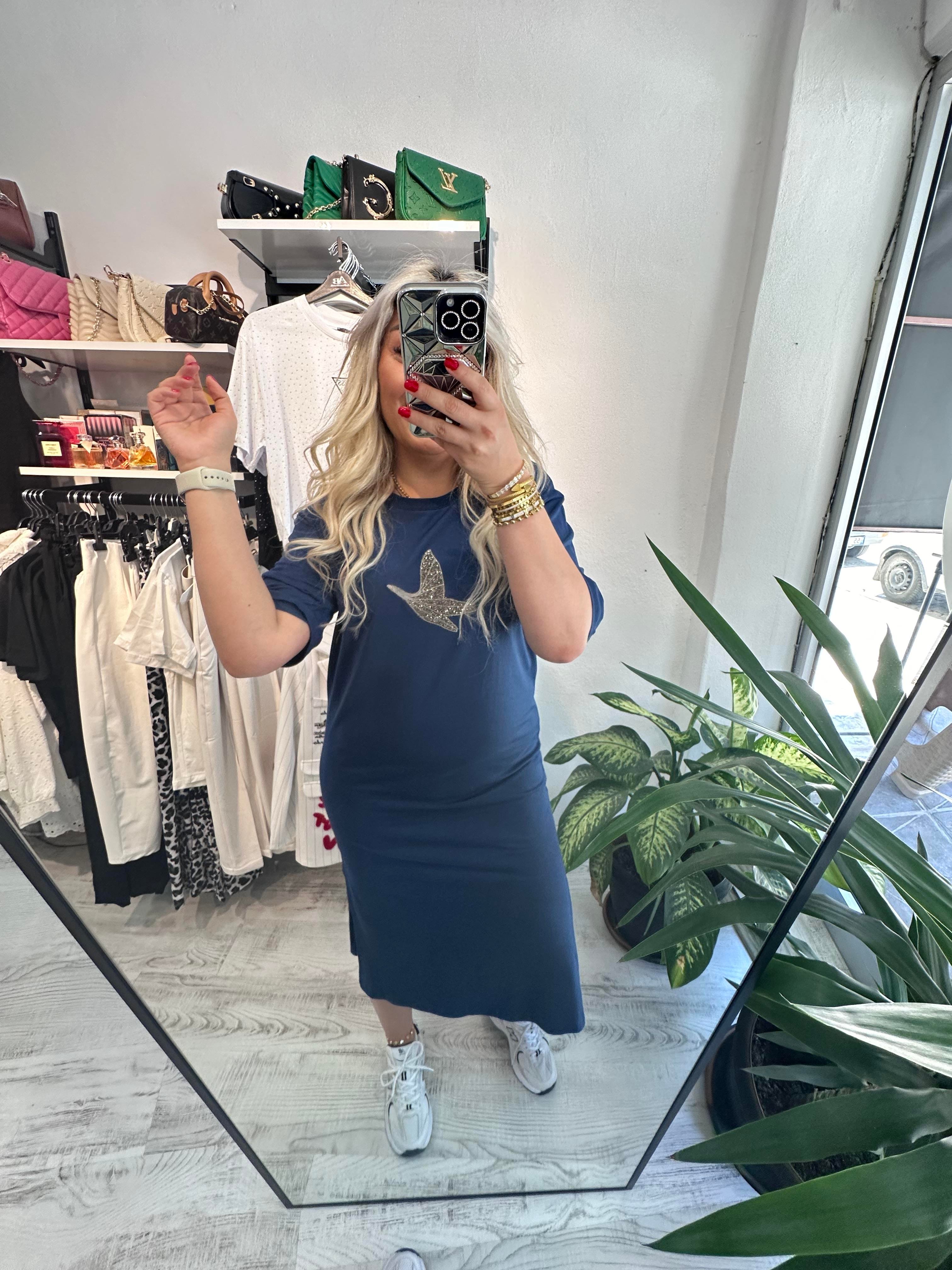 Mrk Model Taşlı Lacivert Elbise