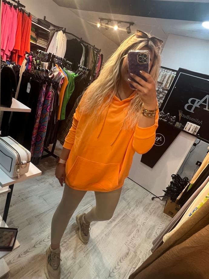orange sweatshirt