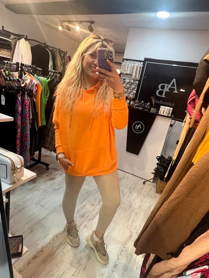 orange sweatshirt