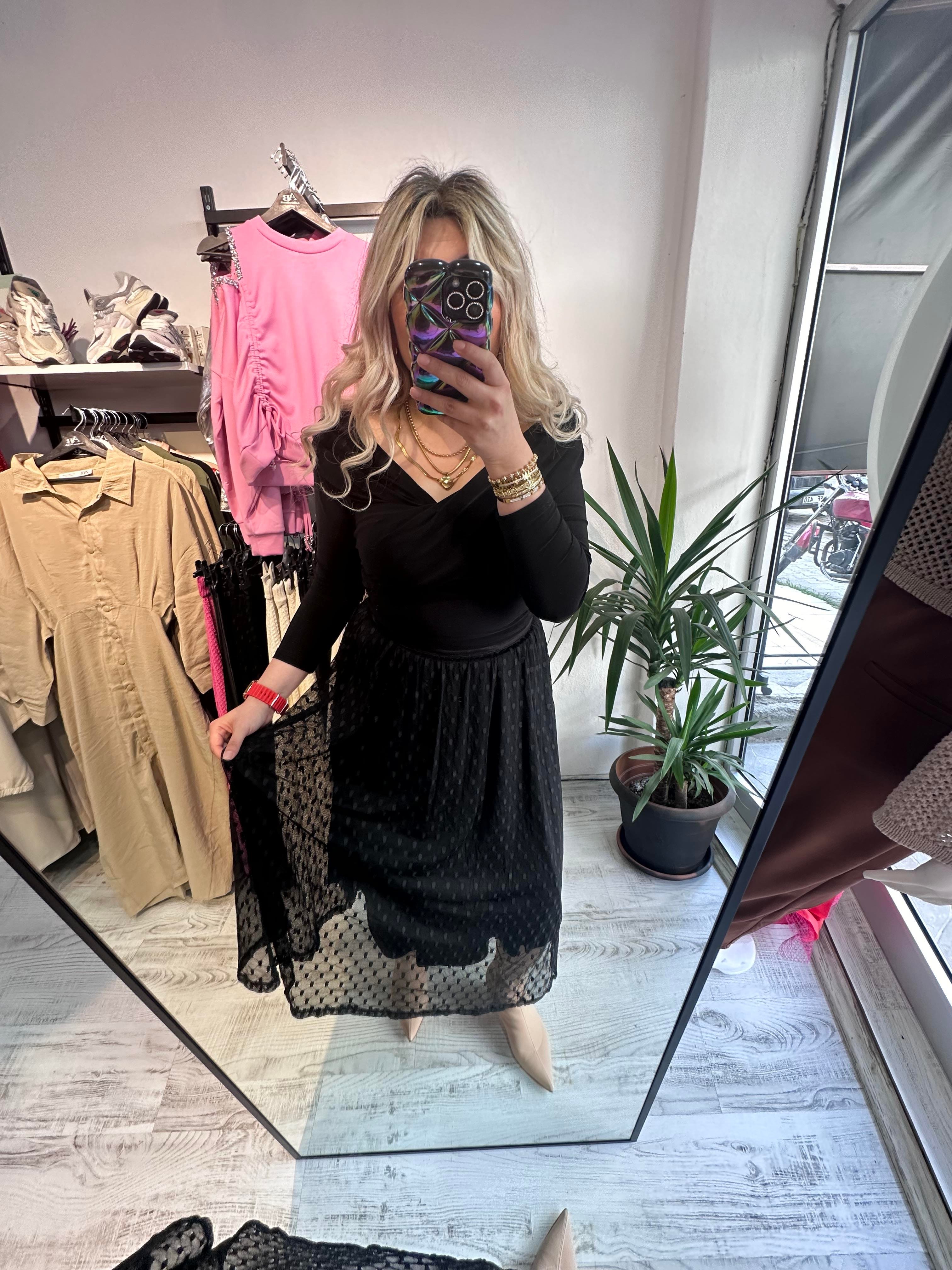 Orijinal Mrk İçi Astarlı Dantel Siyah  Etek