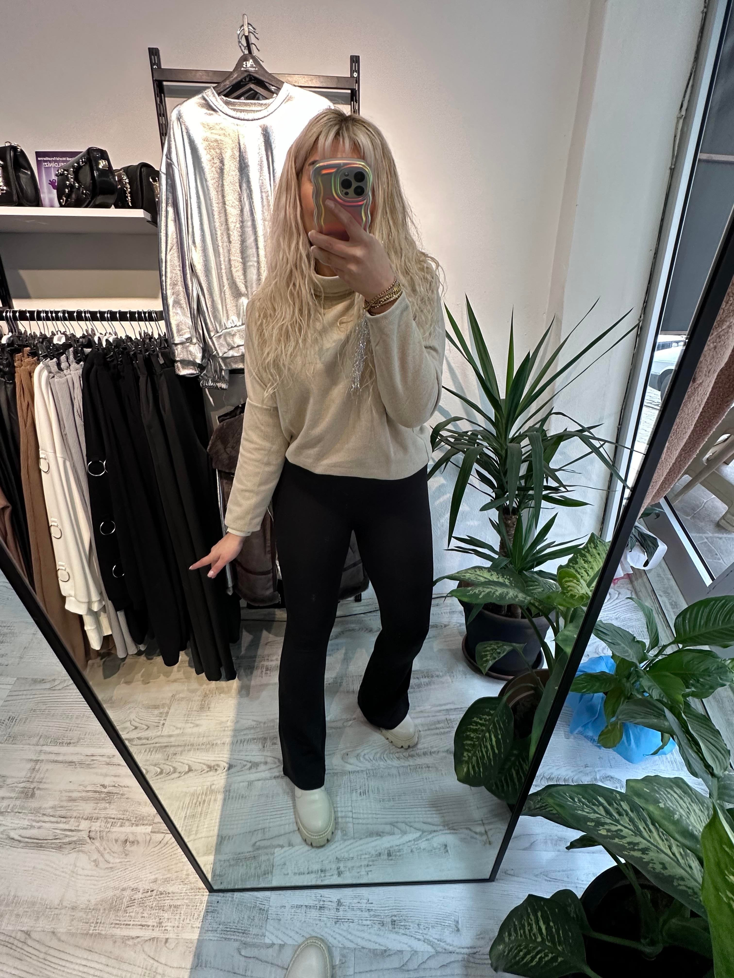 Oysho Kumaş Şardonlu İspanyol Paça Pantolon