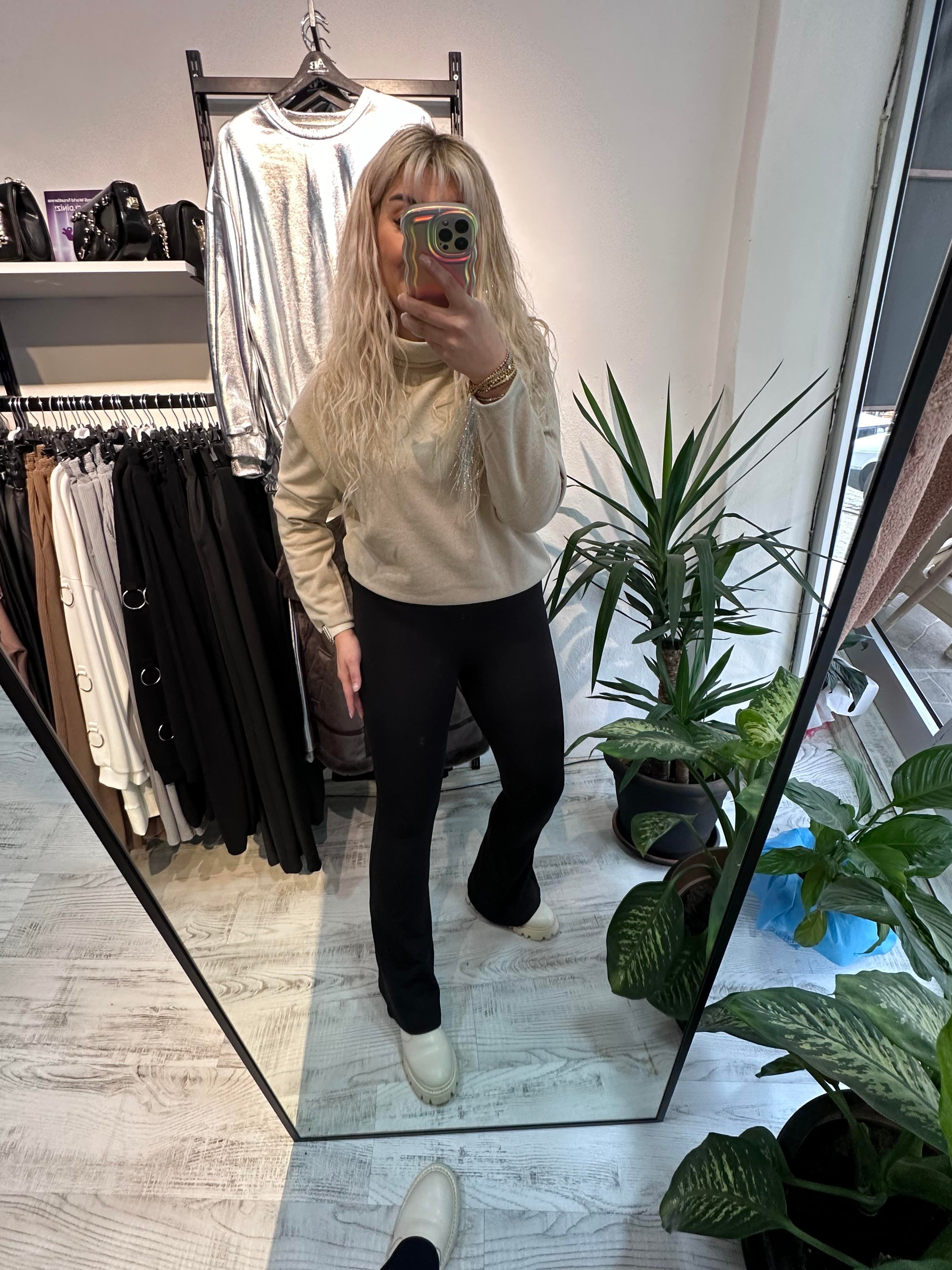 Oysho Kumaş Şardonlu İspanyol Paça Pantolon