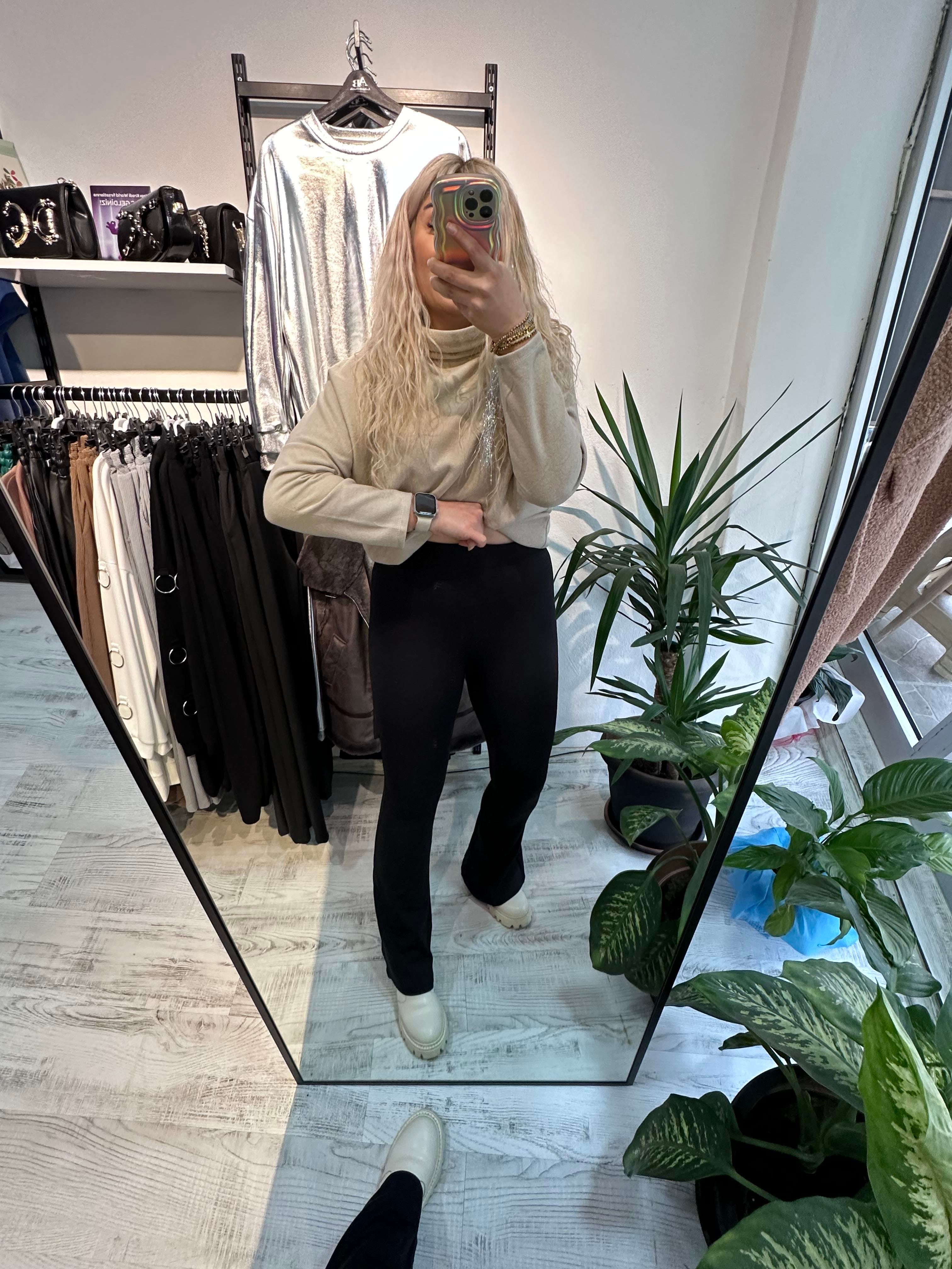 Oysho Kumaş Şardonlu İspanyol Paça Pantolon