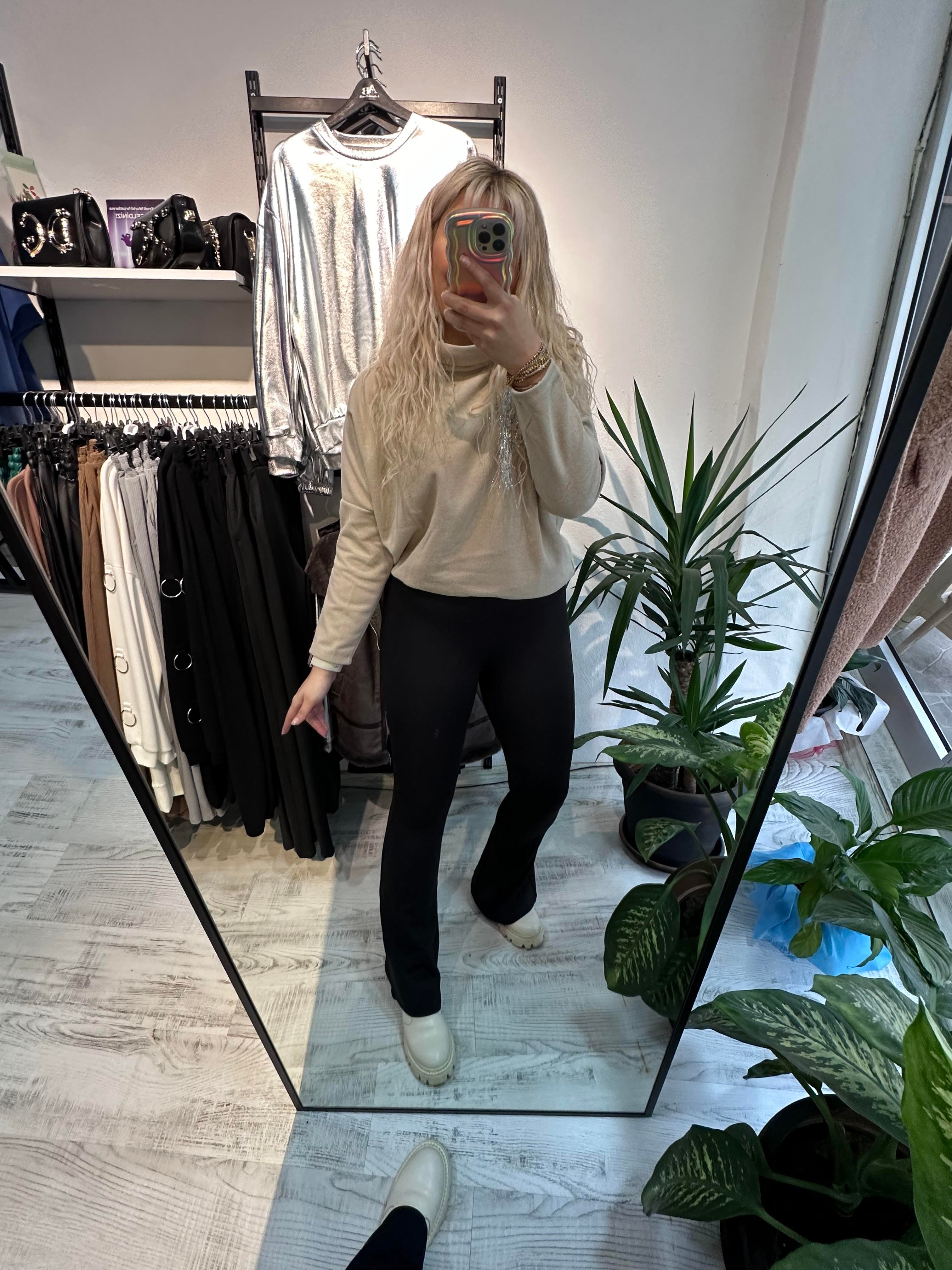 Oysho Kumaş Şardonlu İspanyol Paça Pantolon