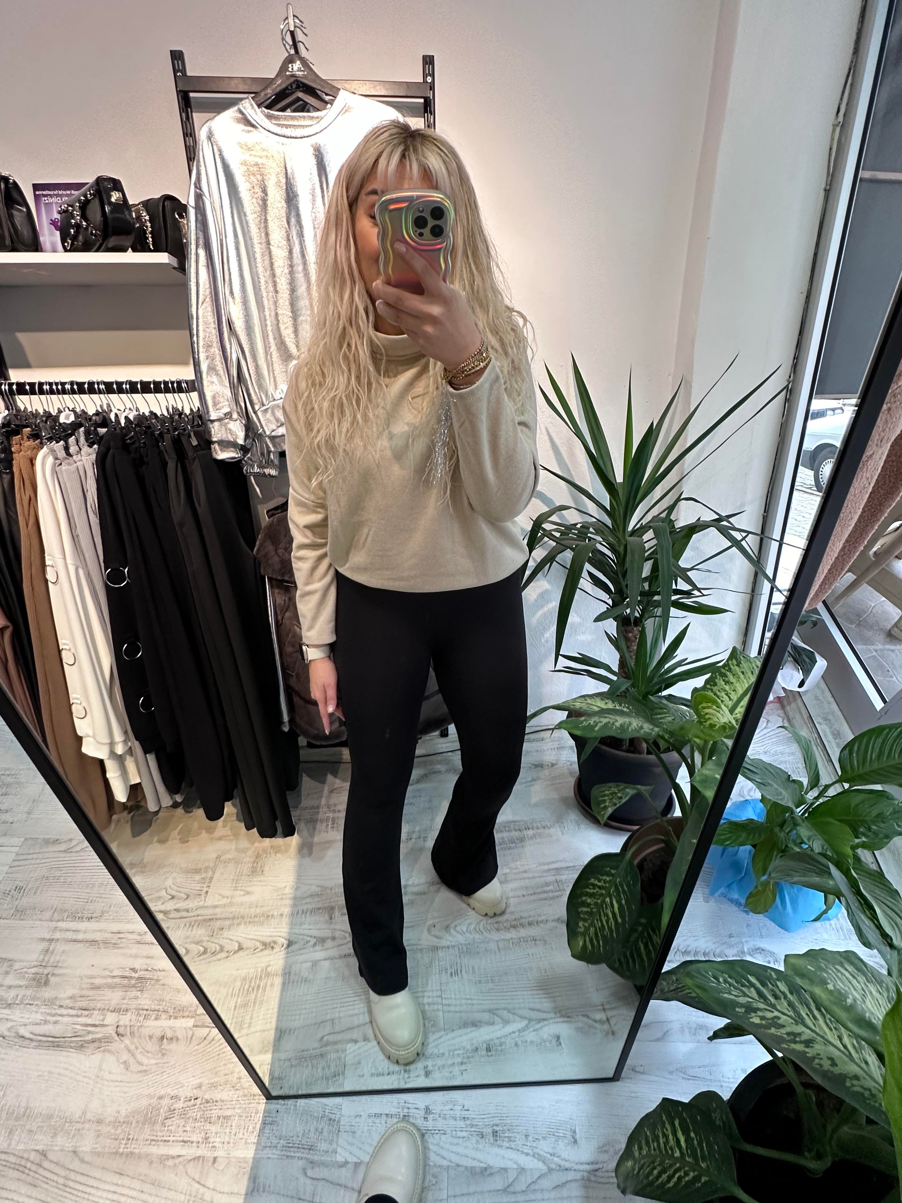 Oysho Kumaş Şardonlu İspanyol Paça Pantolon