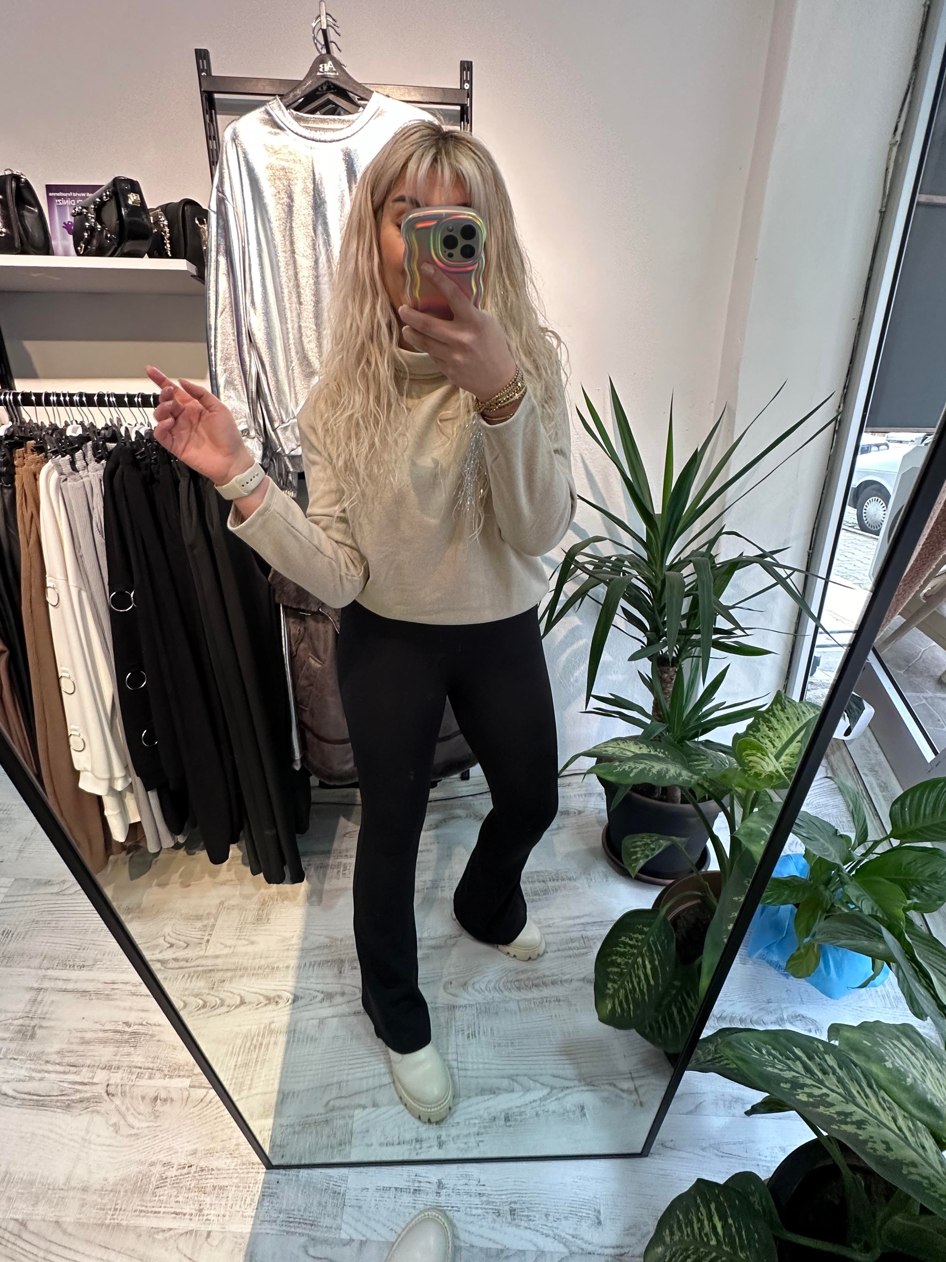 Oysho Kumaş Şardonlu İspanyol Paça Pantolon