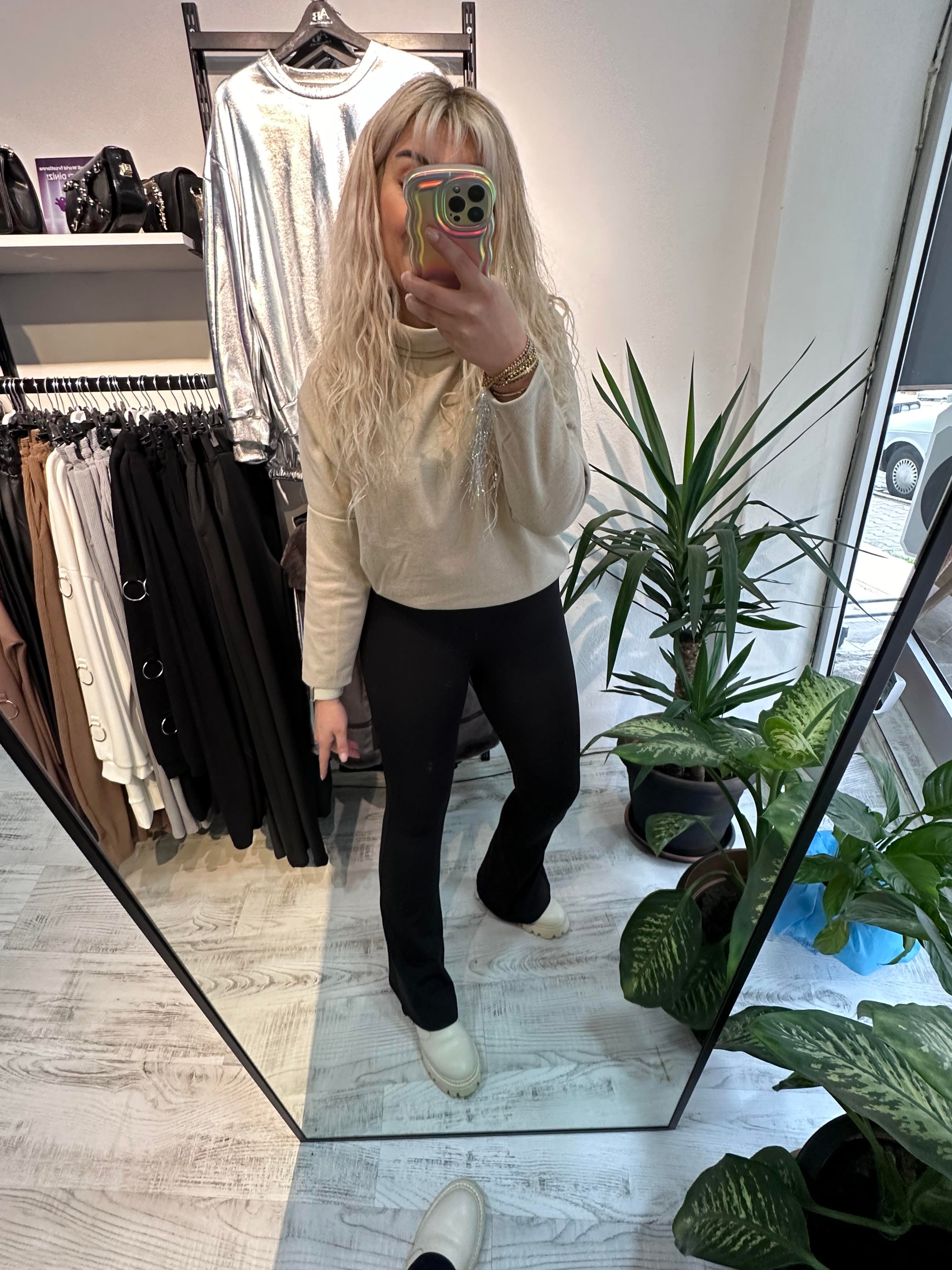 Oysho Kumaş Şardonlu İspanyol Paça Pantolon