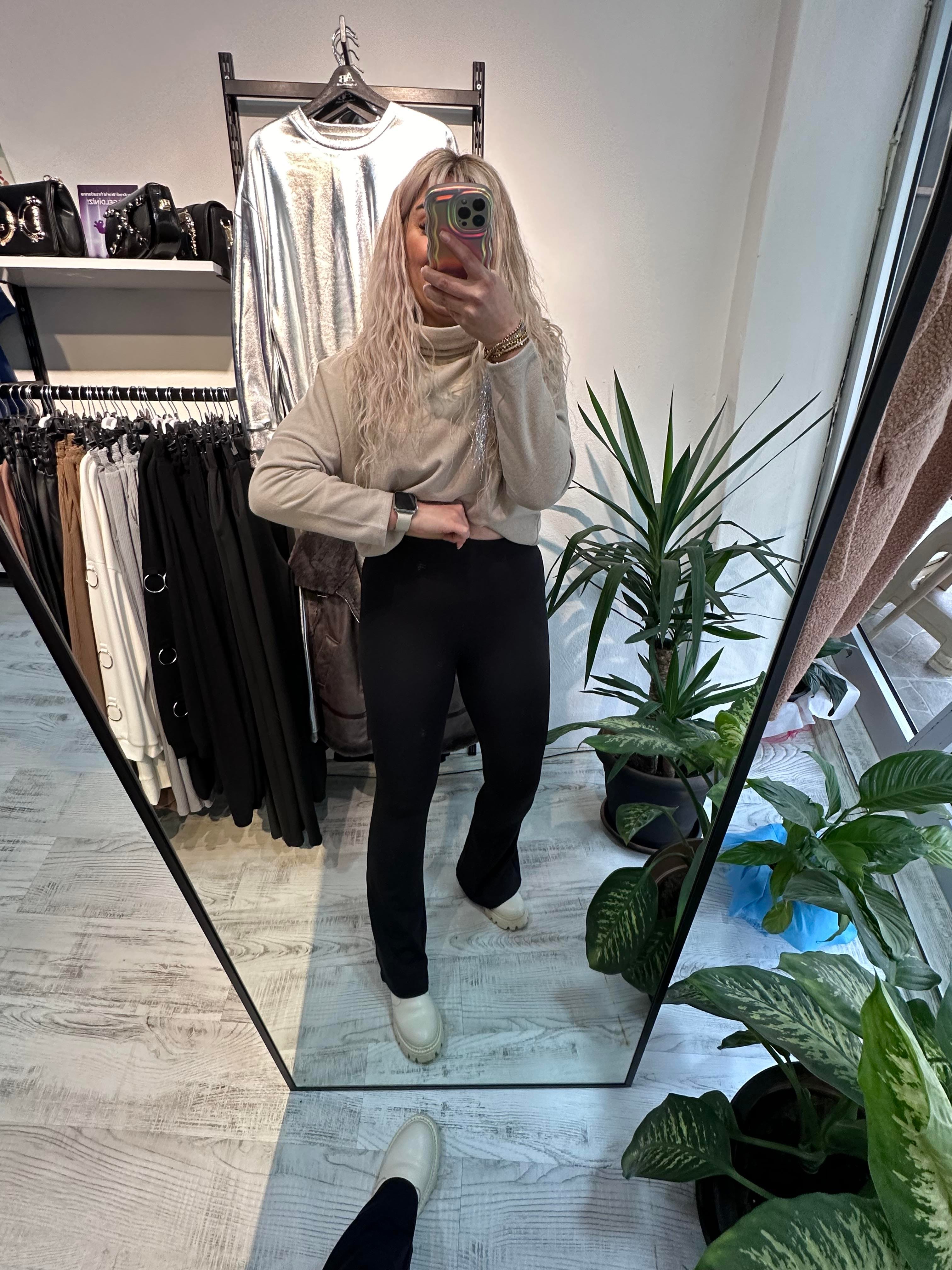 Oysho Kumaş Şardonlu İspanyol Paça Pantolon