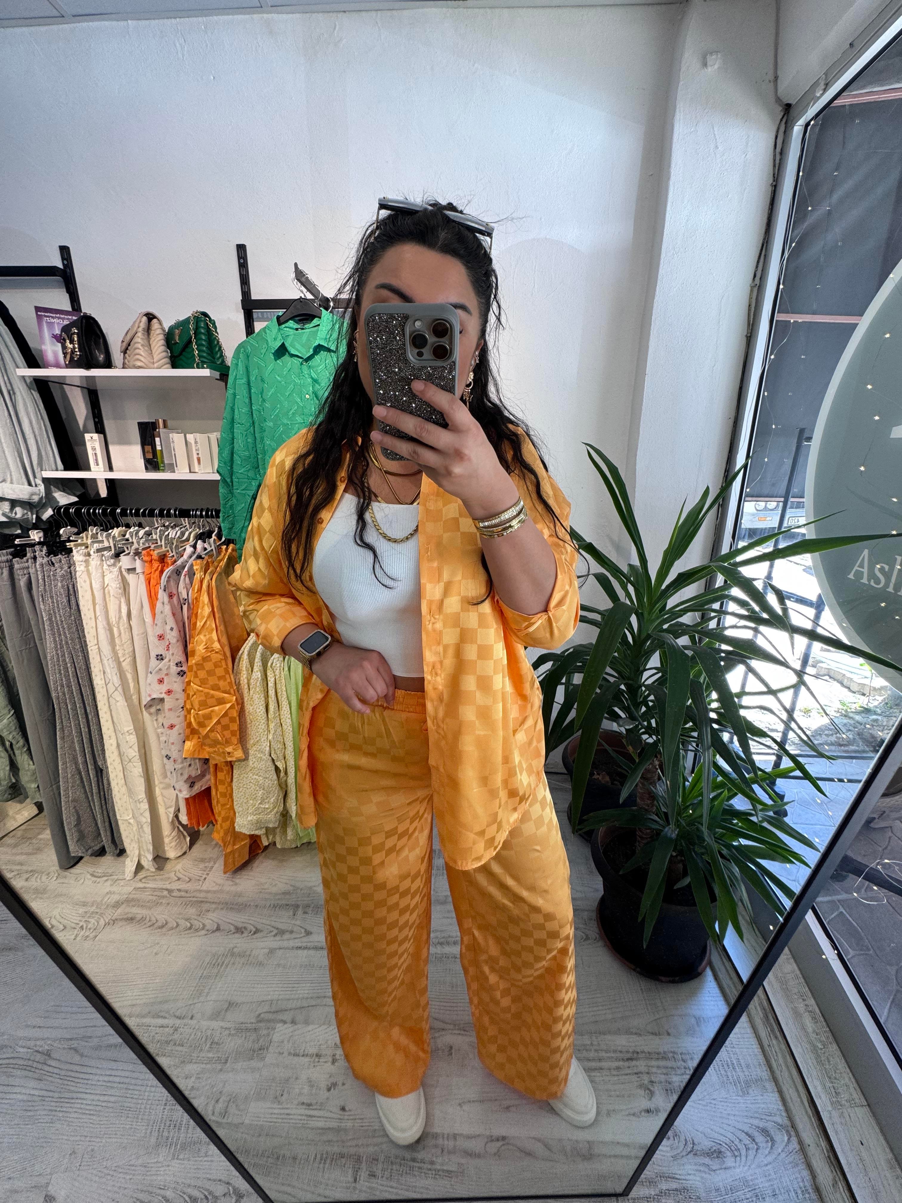 Pamuk Saten Jakarlı Orange Takım