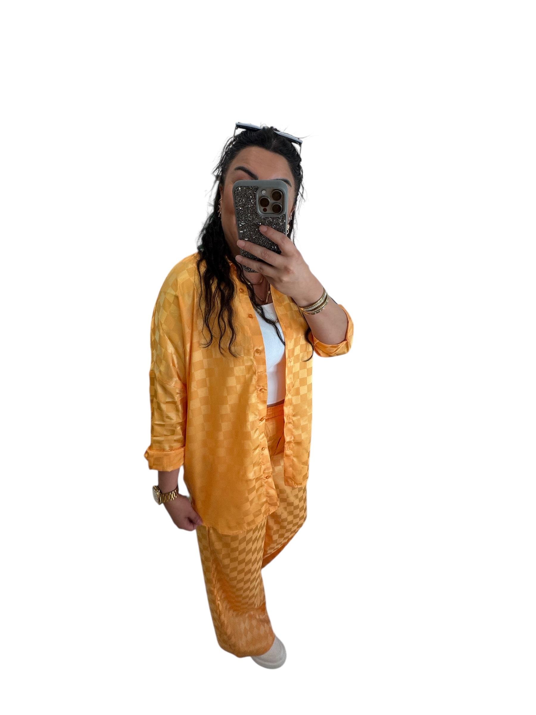 Pamuk Saten Jakarlı Orange Takım