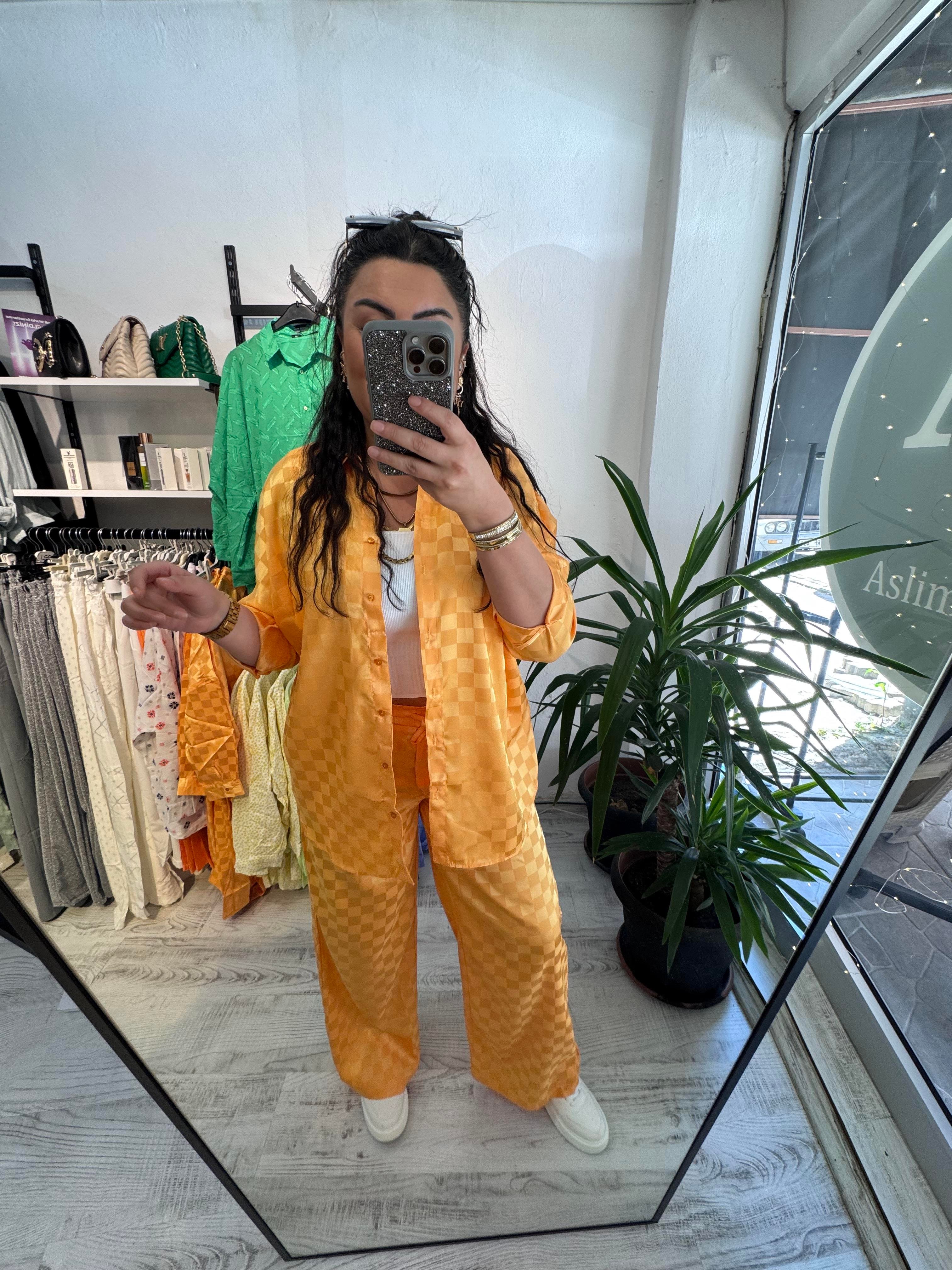 Pamuk Saten Jakarlı Orange Takım