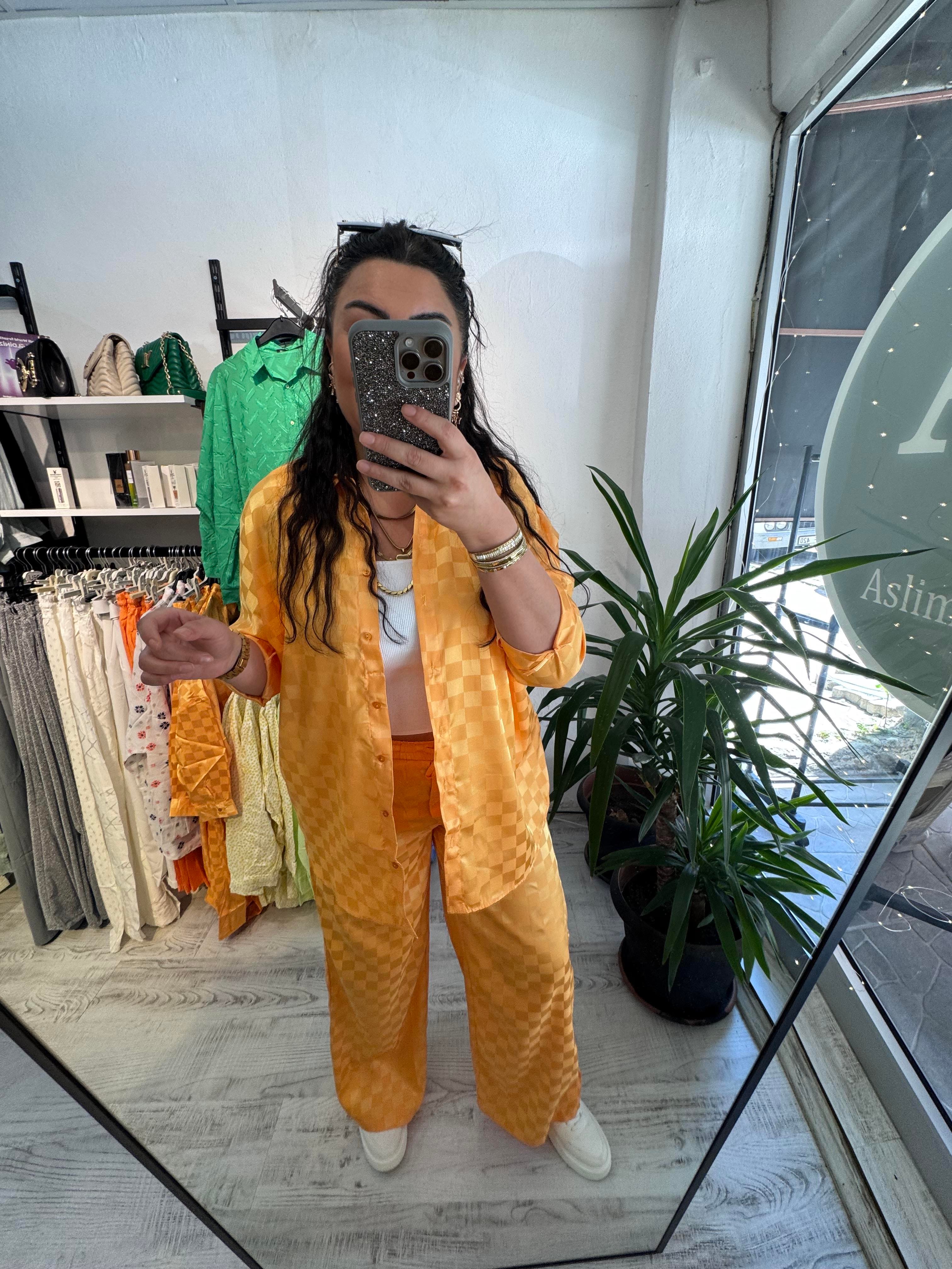 Pamuk Saten Jakarlı Orange Takım