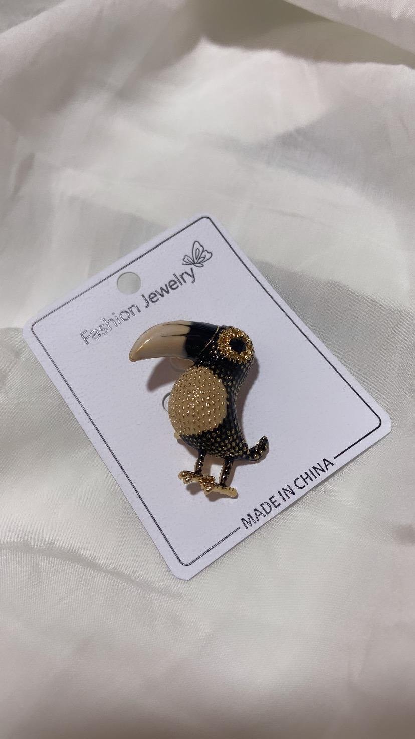 Papağan Figürlü Çelik Broş