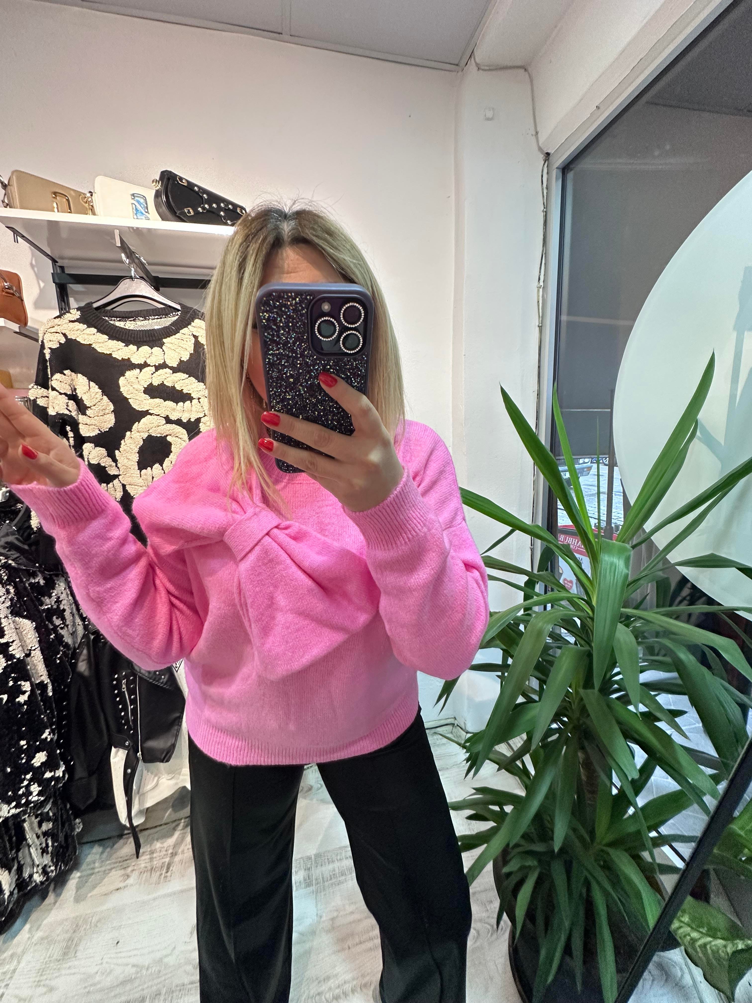 Pembe Fiyonk Detaylı Kazak