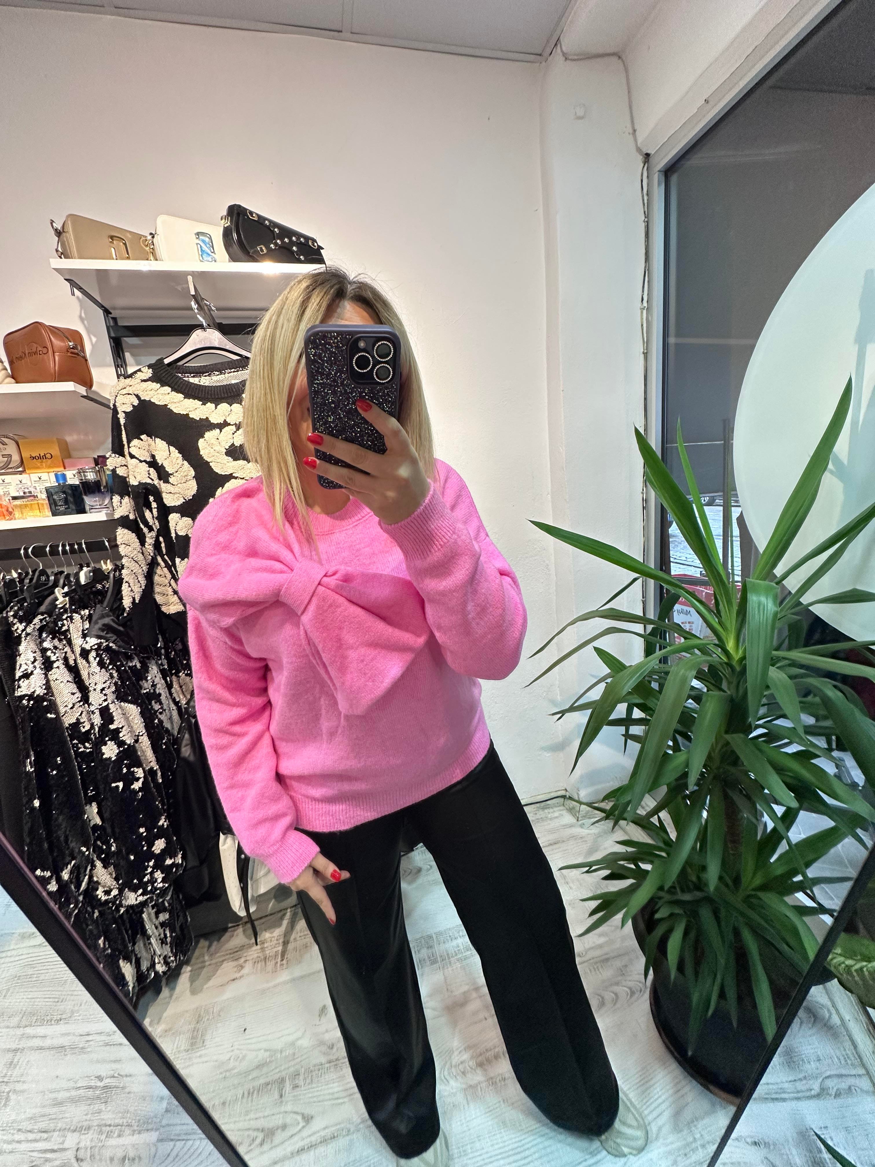 Pembe Fiyonk Detaylı Kazak