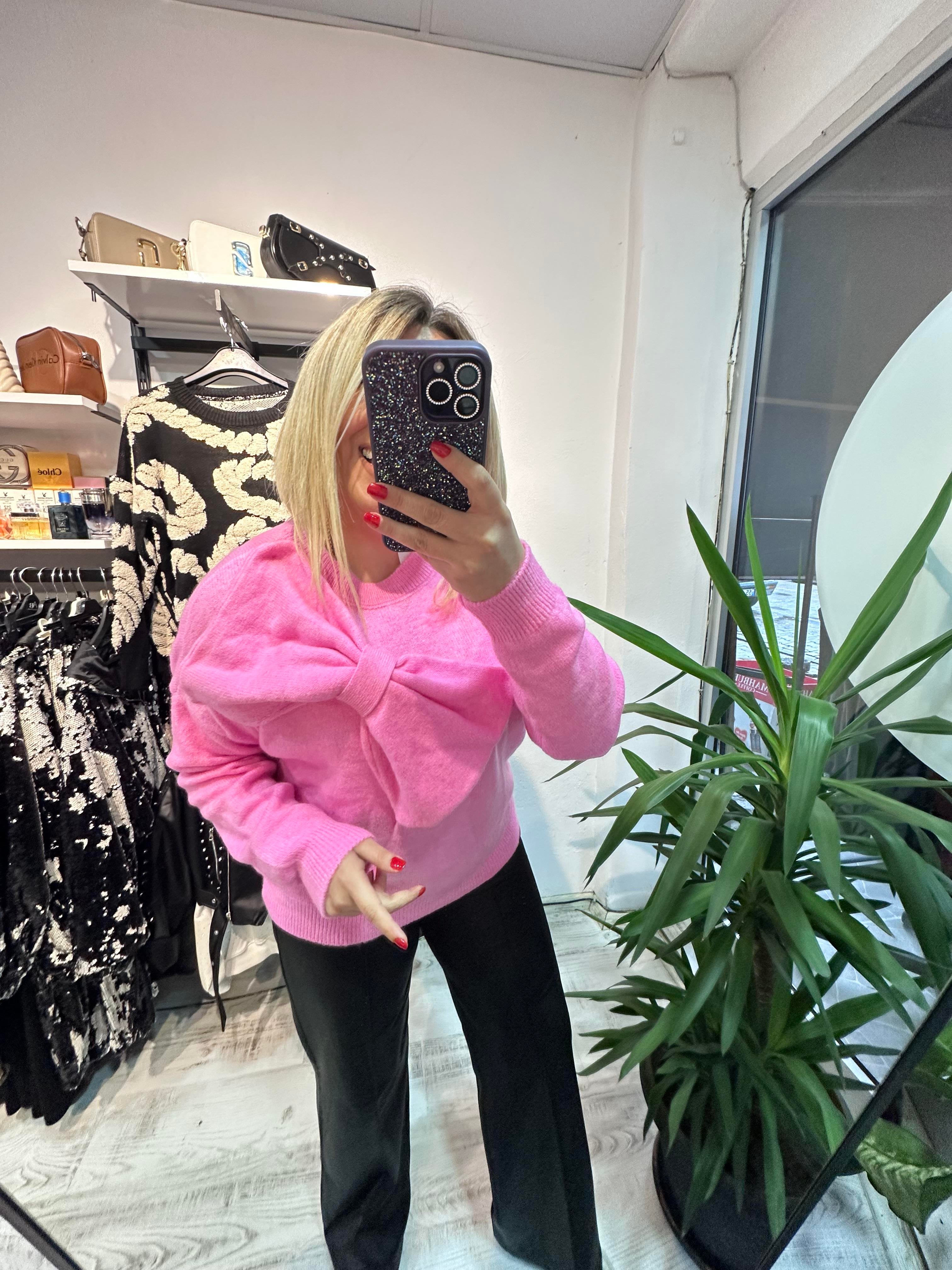 Pembe Fiyonk Detaylı Kazak