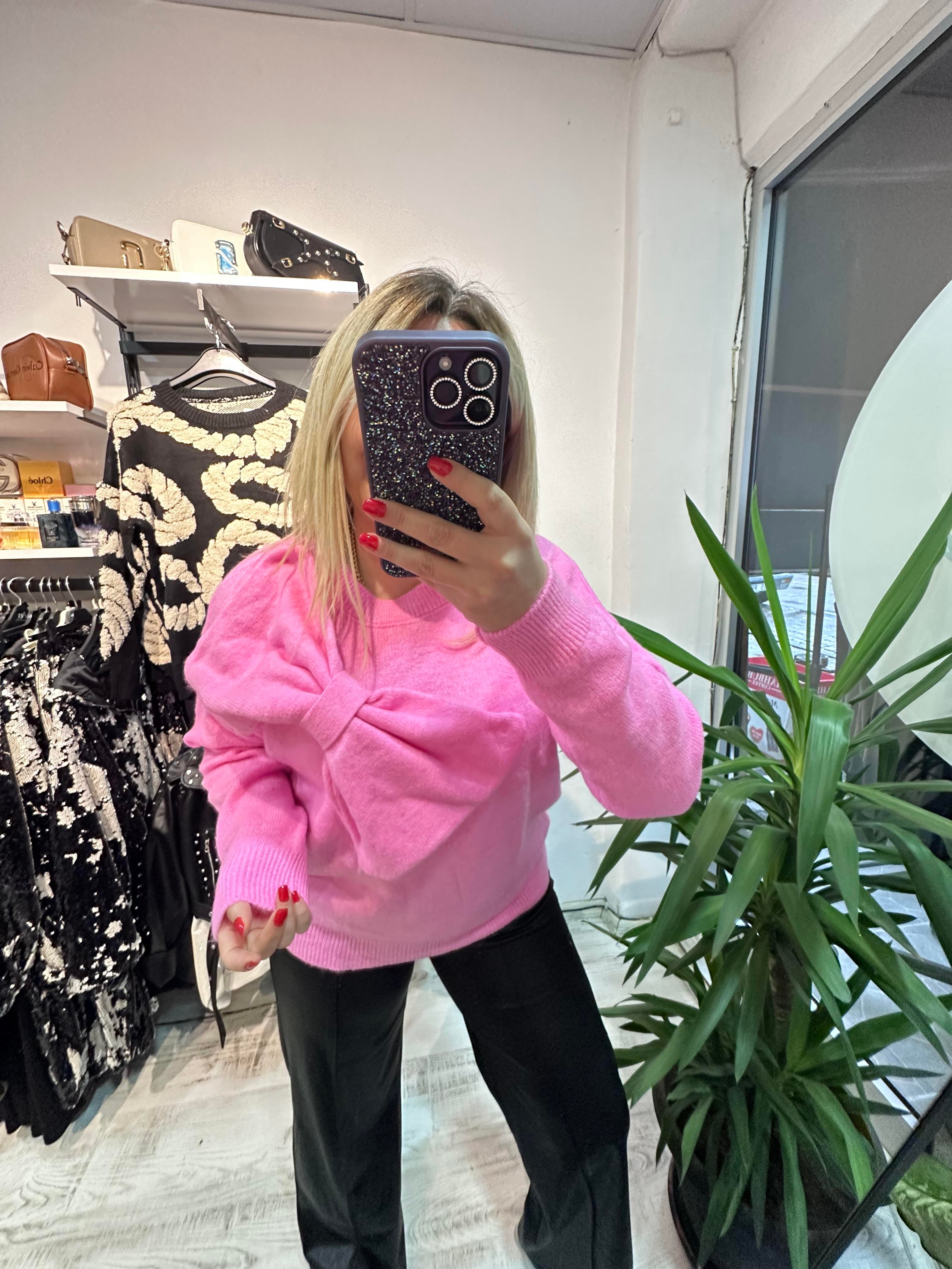 Pembe Fiyonk Detaylı Kazak