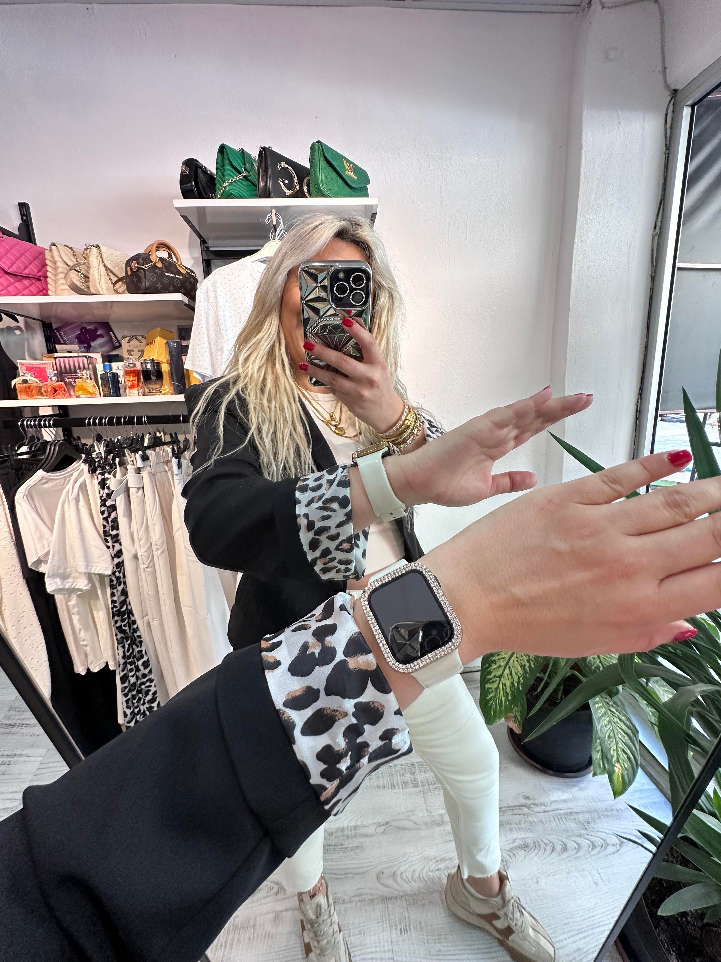 Premium Kalite Leopar Astarlı Double Kumaş Blazer Ceket Siyah