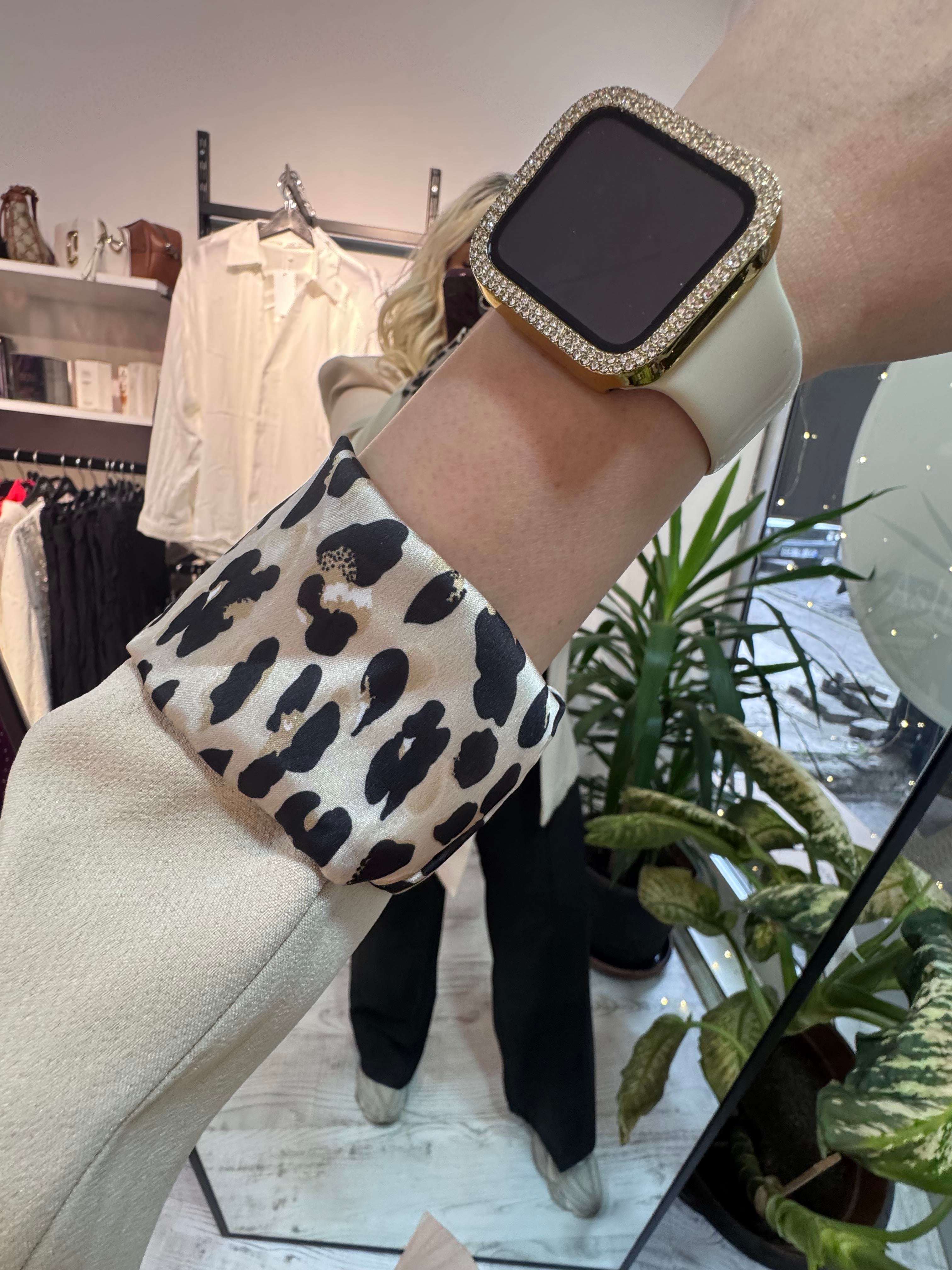 Premium Kalite Leopar Detaylı Bej Ceket