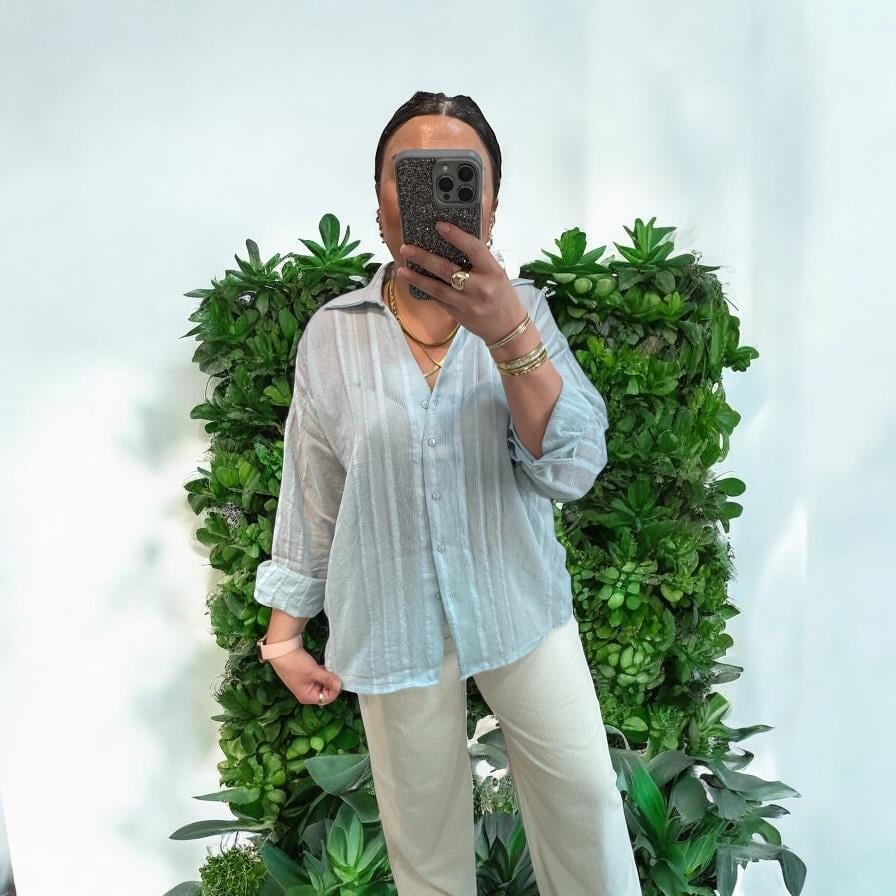 Premium Kalite Transparan Buz Mavi Gömlek