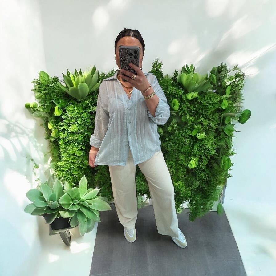 Premium Kalite Transparan Buz Mavi Gömlek