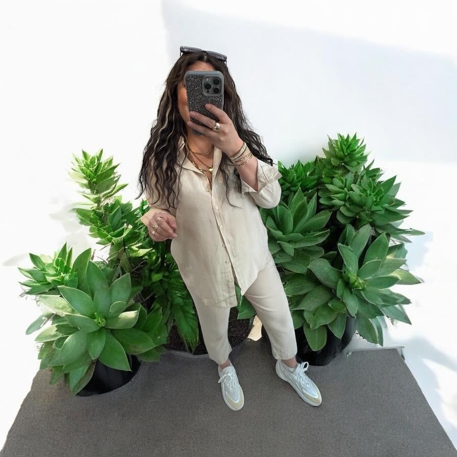 Premium Seri Modal Tensel Kumaş Bej Takım