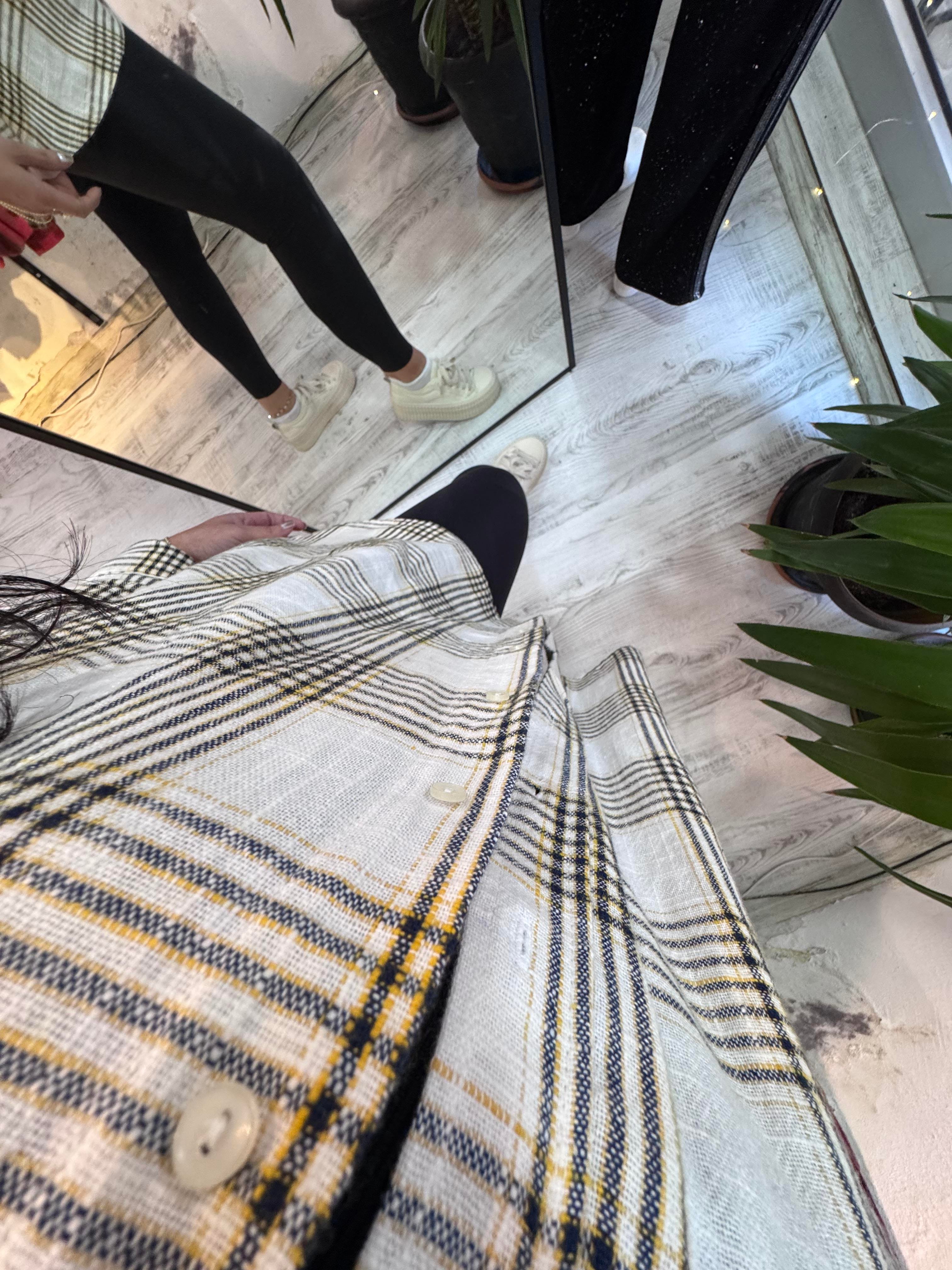 Sarı Siyah Kareli Ekose Gömlek