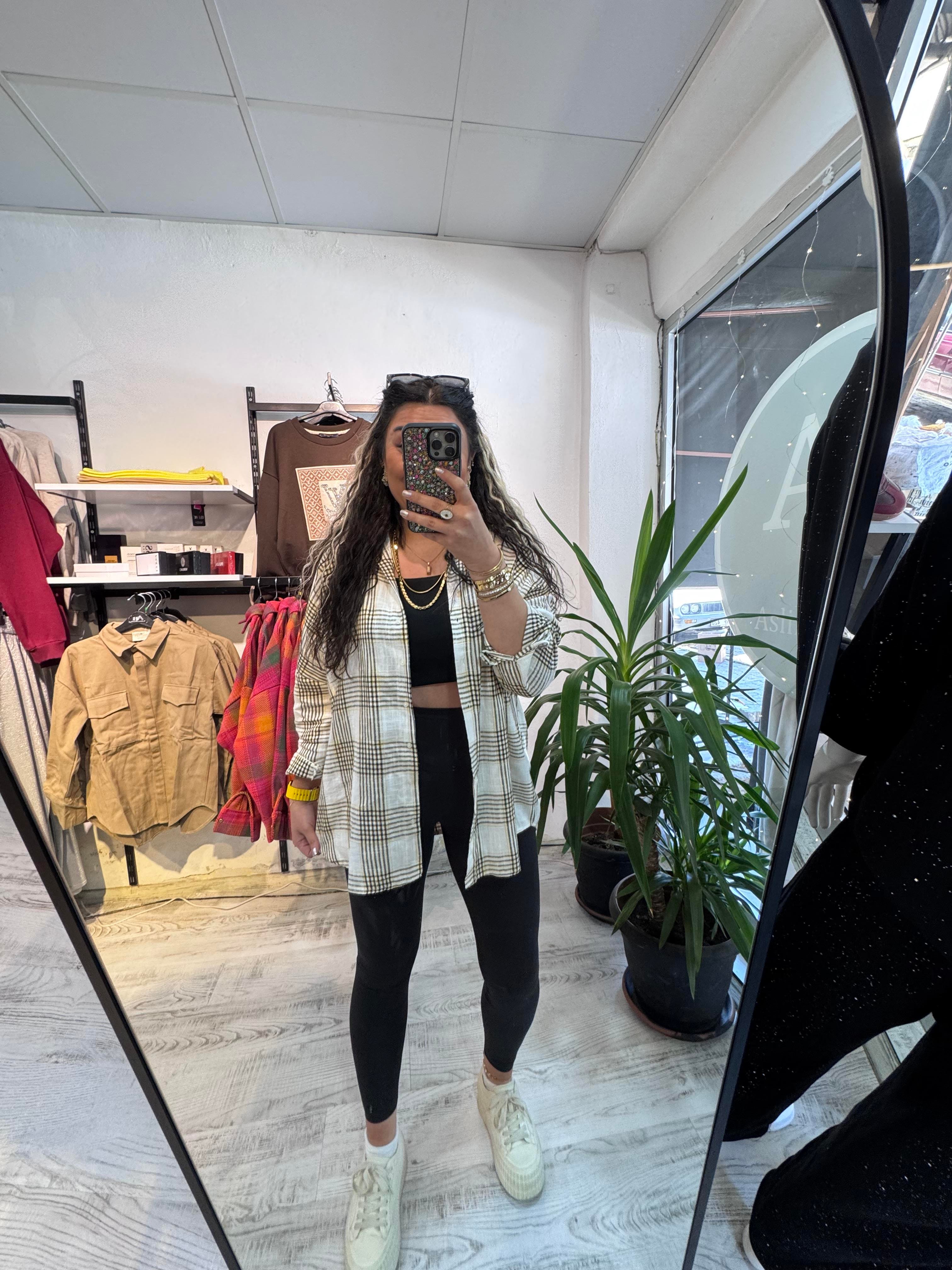 Sarı Siyah Kareli Ekose Gömlek