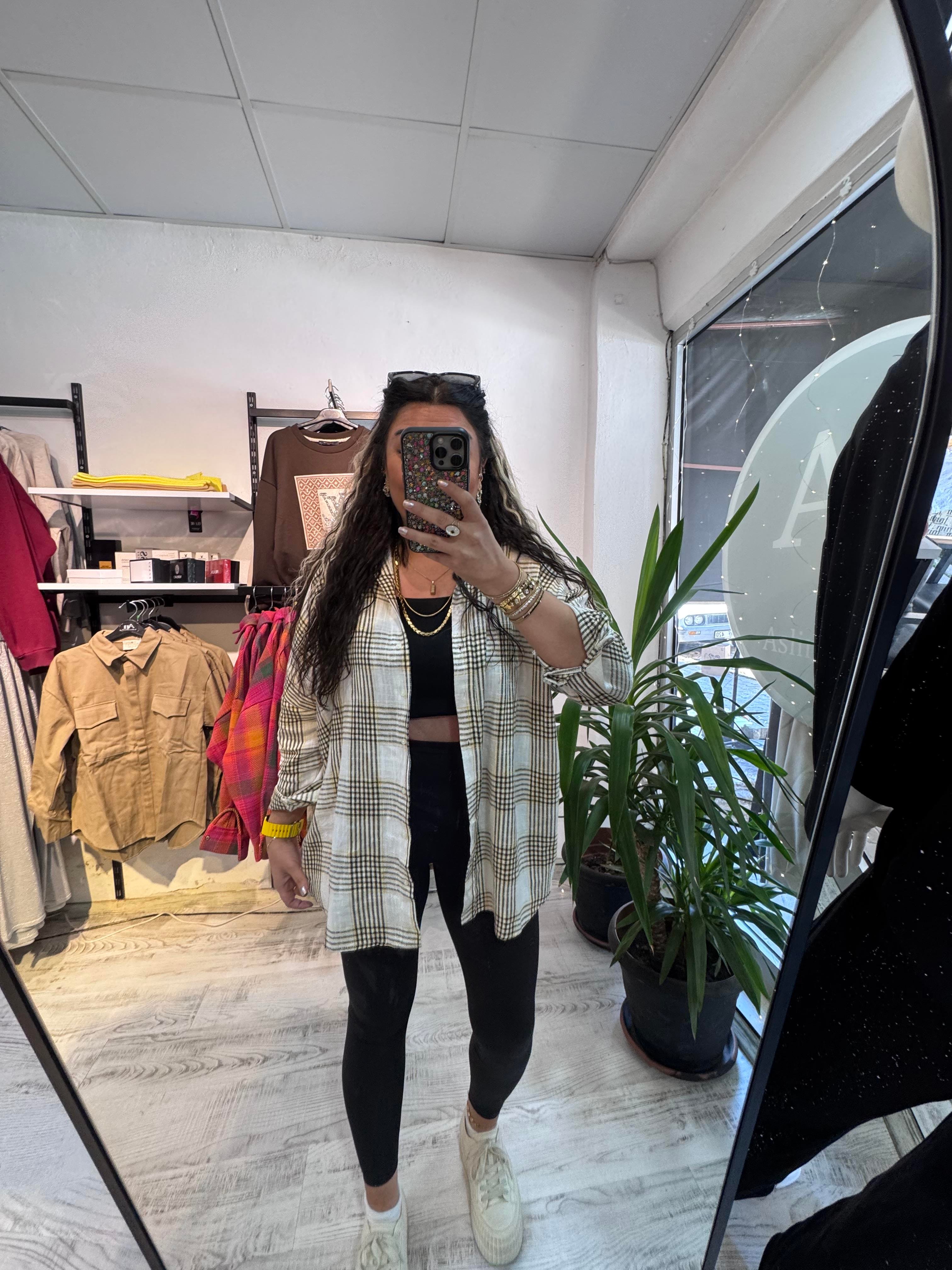 Sarı Siyah Kareli Ekose Gömlek