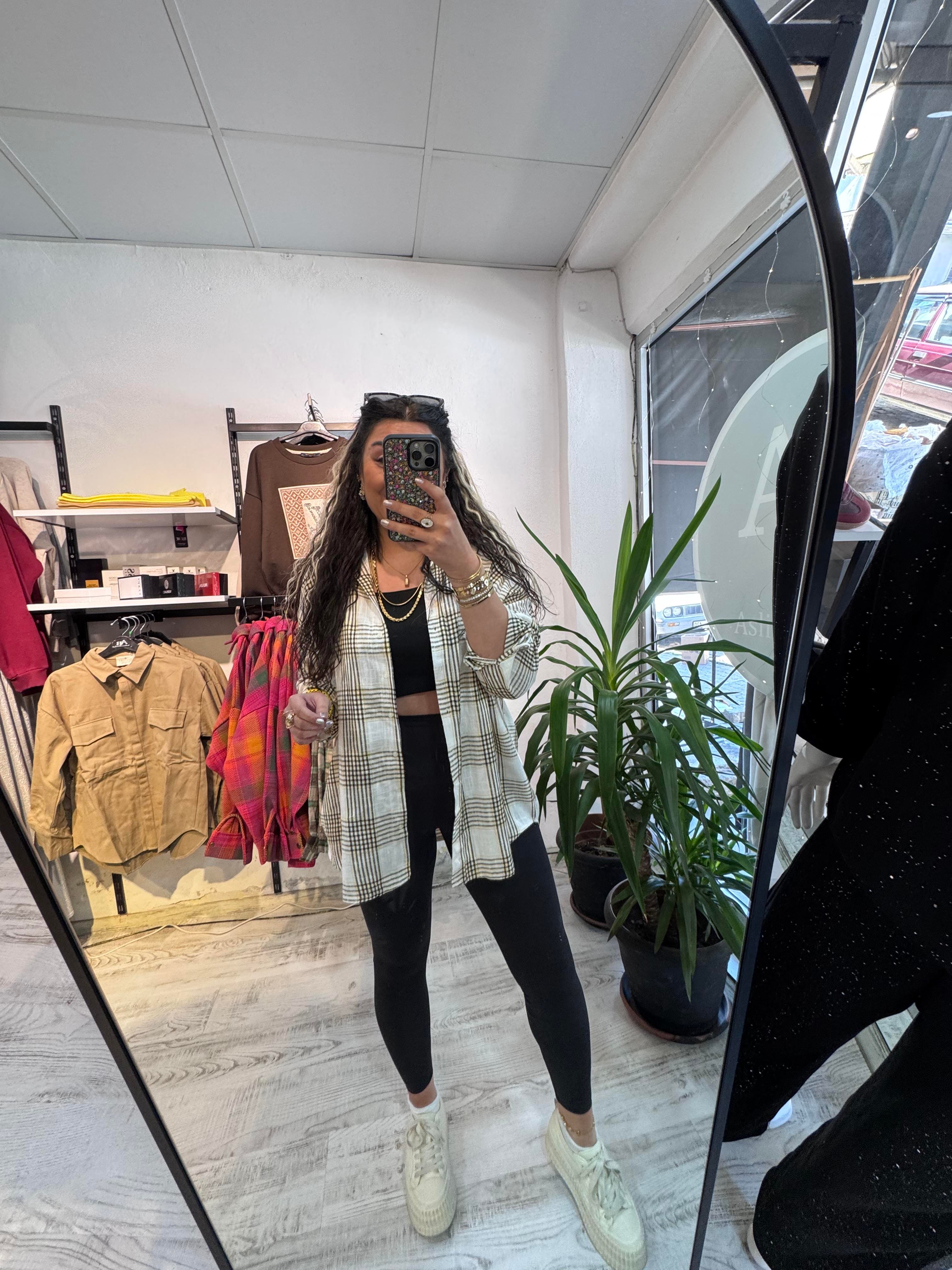 Sarı Siyah Kareli Ekose Gömlek