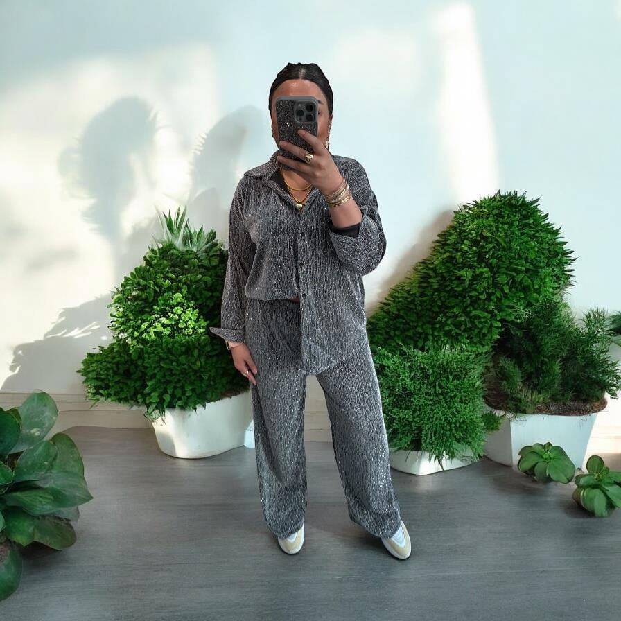 Simli Taş Detaylı Likralı Takım