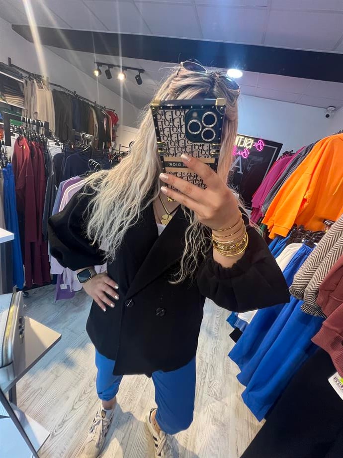 Siyah Balon Kol Kısa Kaban